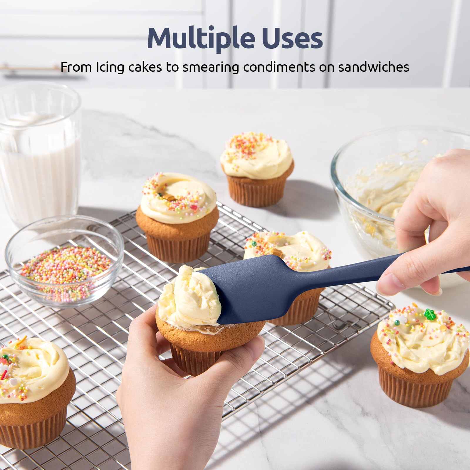 U-Taste spatula core provides durable stiffness for mixing thick batters.