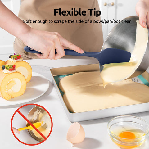 U-Taste spatula demonstrates seamless surface that prevents gunk buildup.