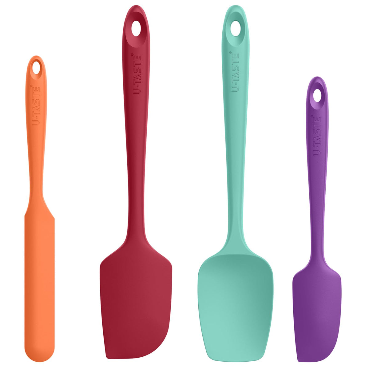 U-Taste high-heat silicone spatula set showing heat resistance for hot cooking