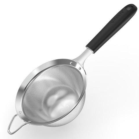 U-Taste medium fine mesh strainer with 18/8 stainless steel for quick sifting and rinsing