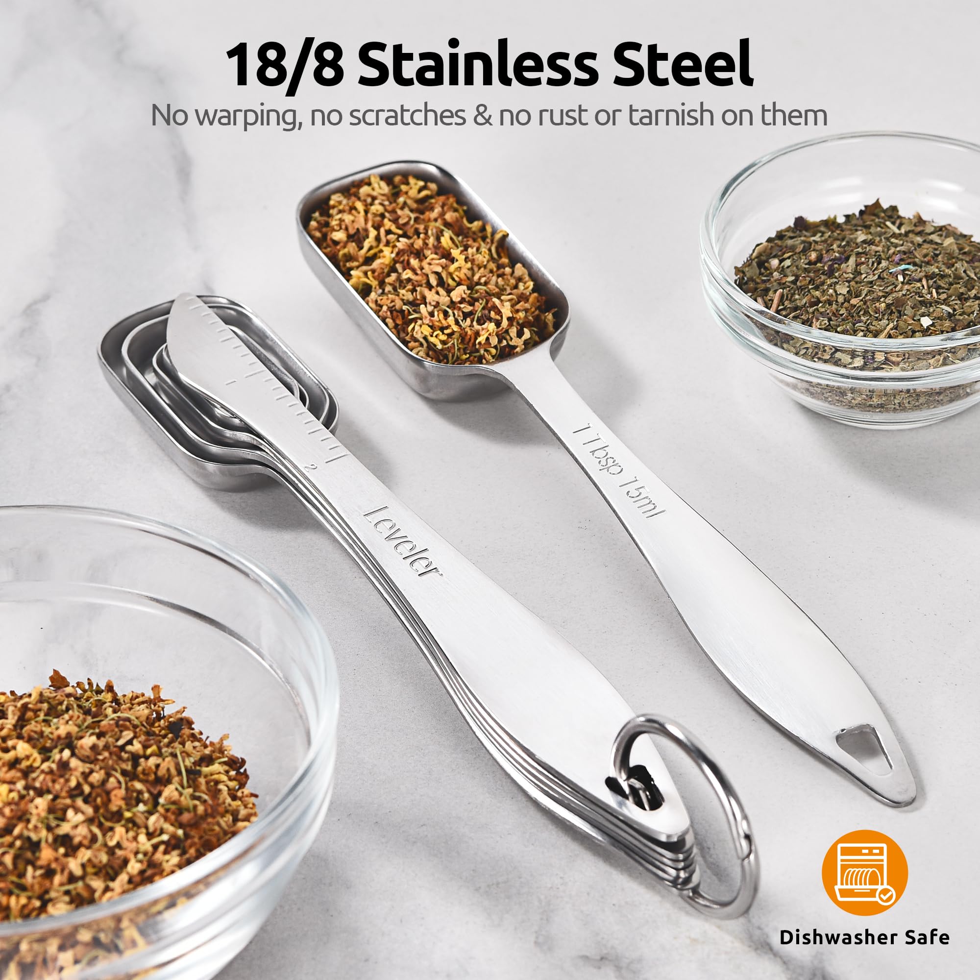 U-Taste narrow square measuring spoon 1/2tsp with durable stainless steel finish.