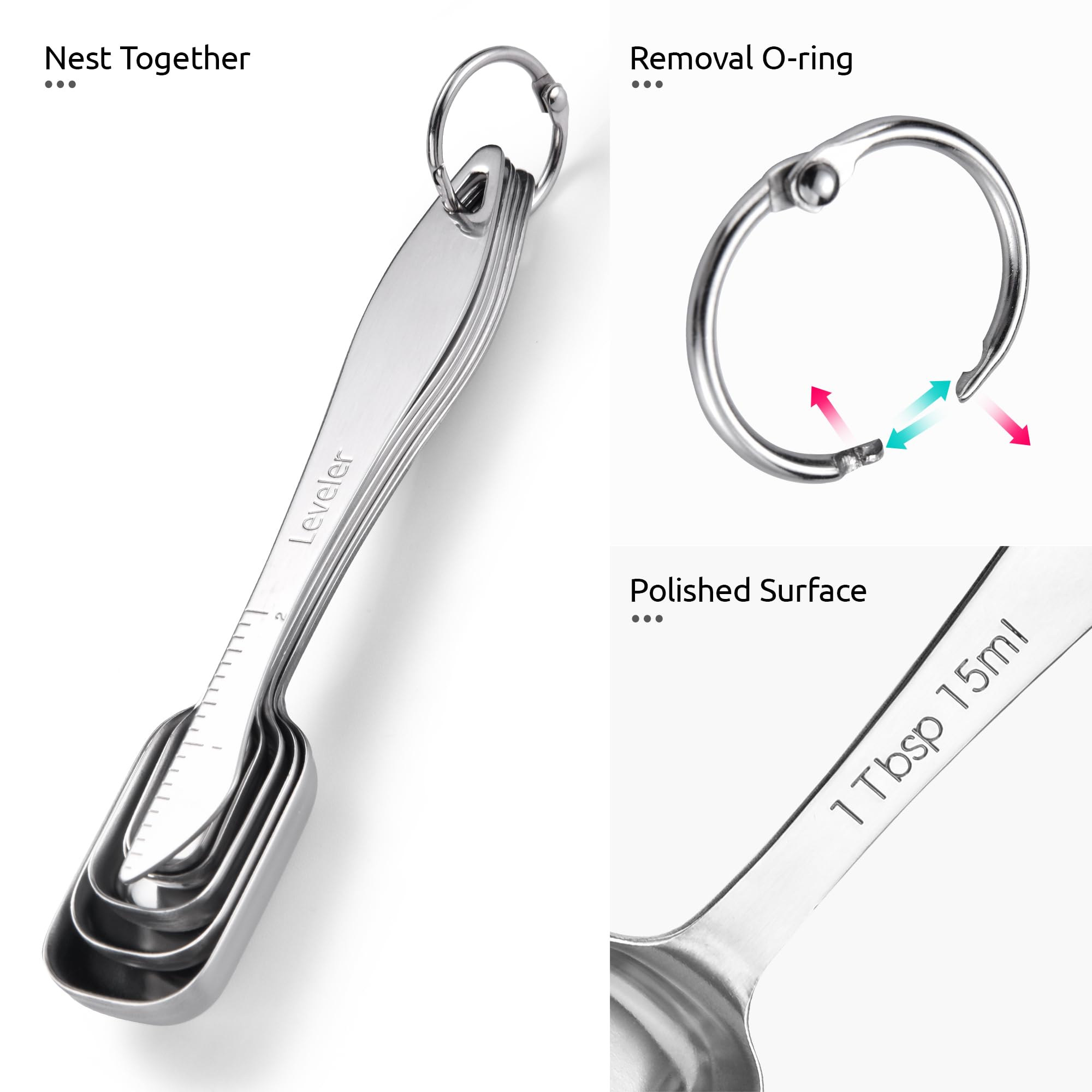 U-Taste narrow square measuring spoon 1tbsp with leveler for level portions.