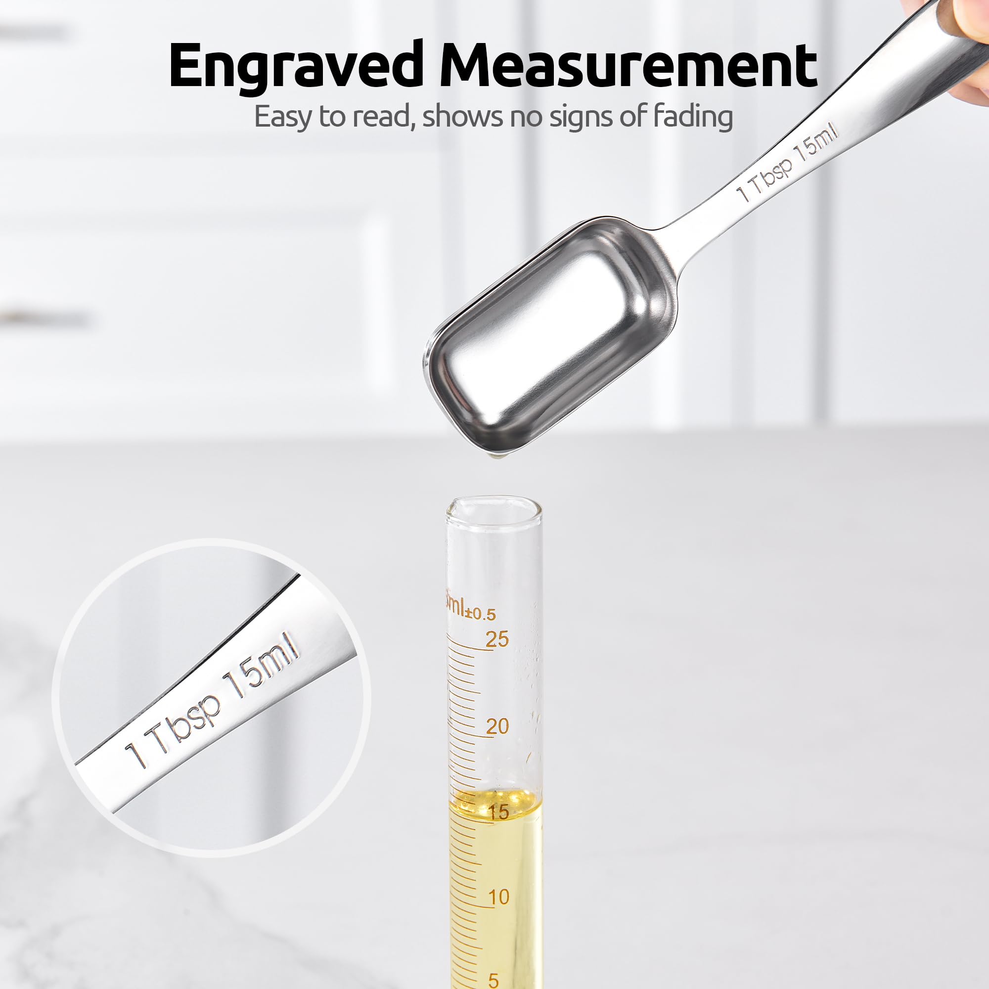 U-Taste narrow square measuring spoon 1tsp with deep engravings for accurate scoops.
