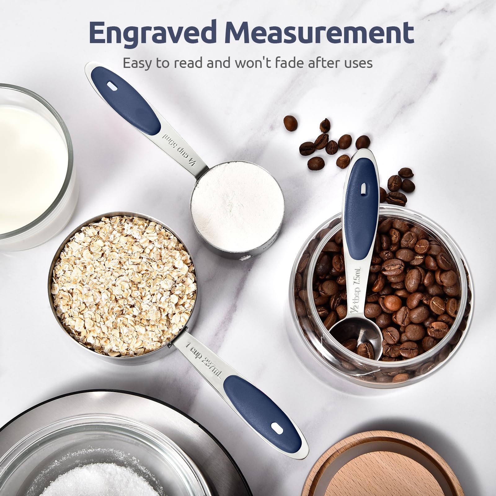 U-Taste nestable measuring cups saving space in the drawer.
