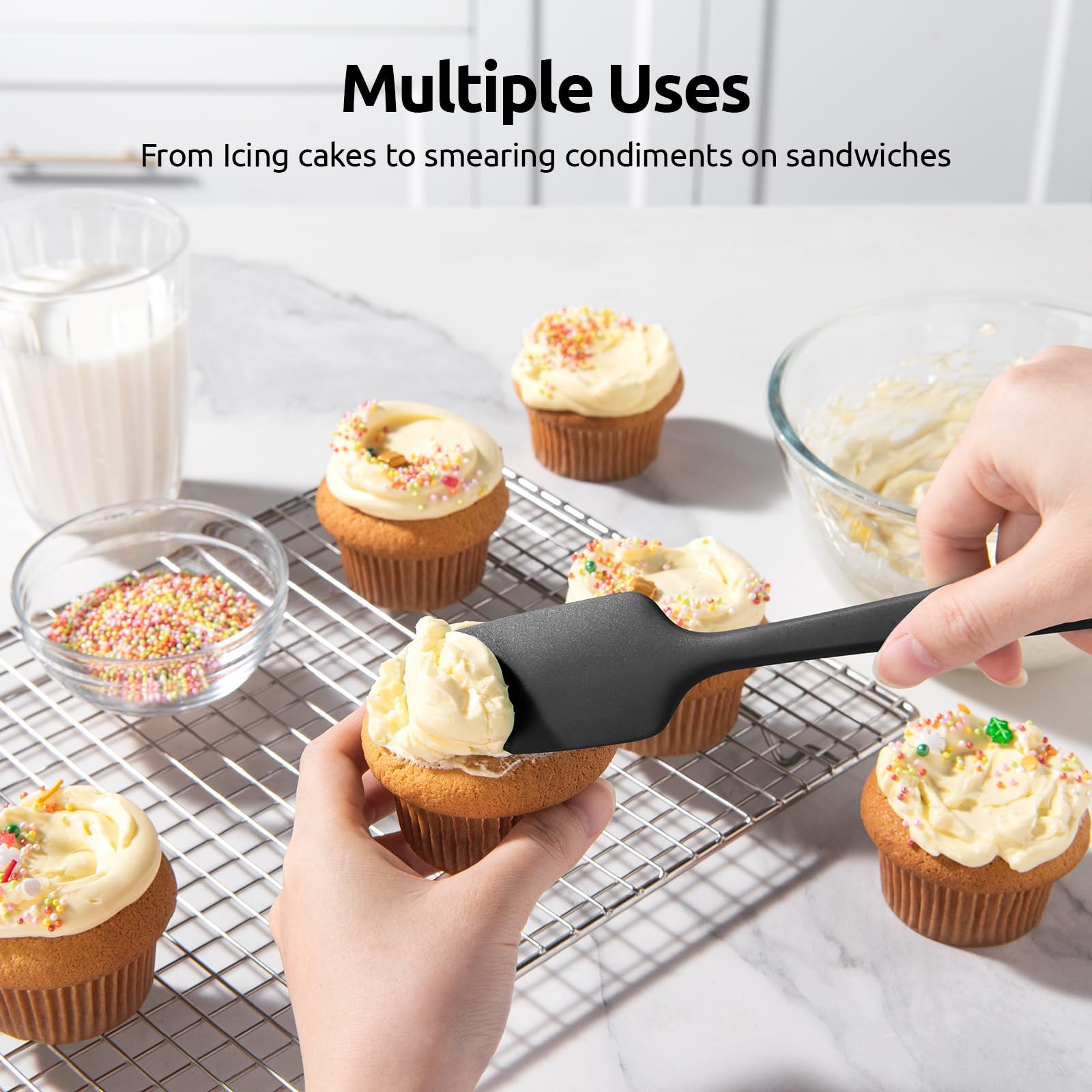 U-Taste silicone spatula safe for nonstick cookware and heat resistance.