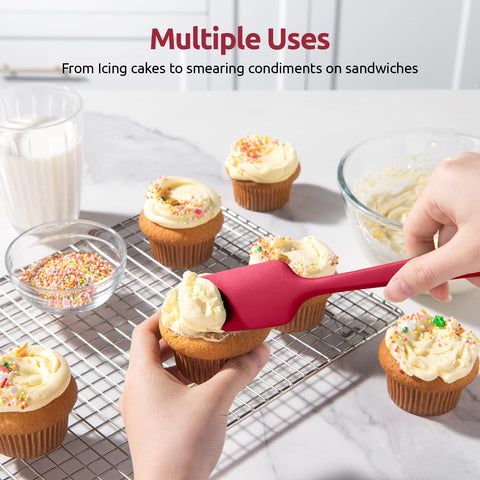 Silicone spatula safe for nonstick cookware and easy to clean.