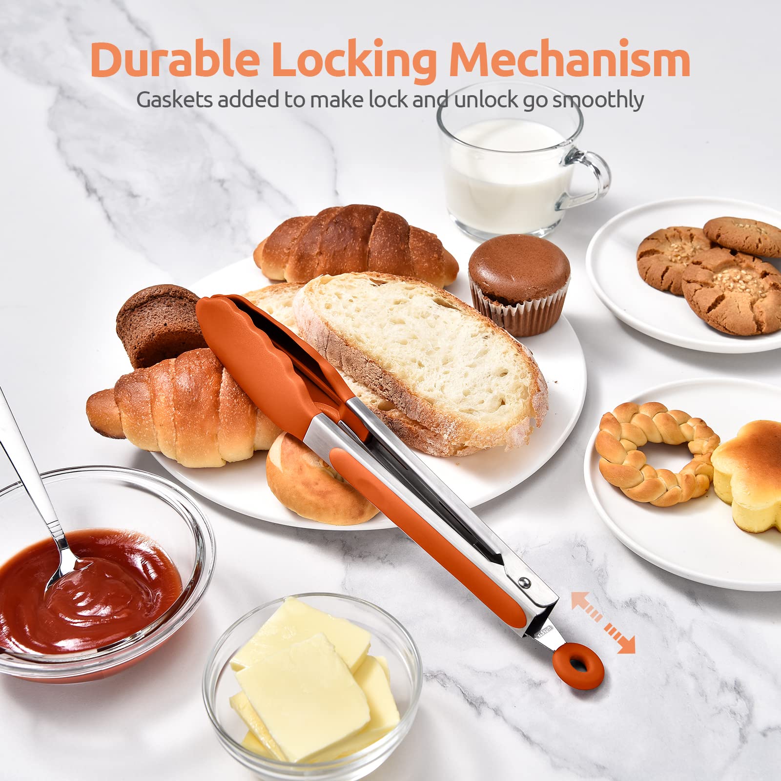 U-Taste nonstick-friendly tongs protect cookware during turning.
