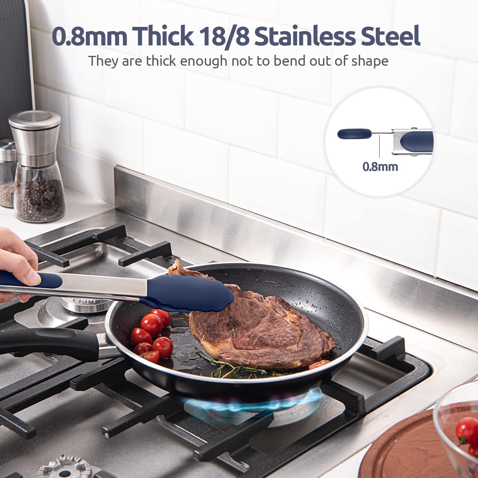 U-Taste nonstick silicone tips prevent food from sticking during tossing and serving