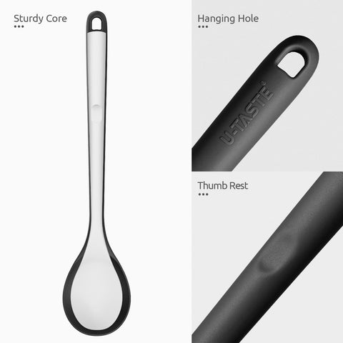 U-Taste one-piece spoon with no crevices for easy cleaning.