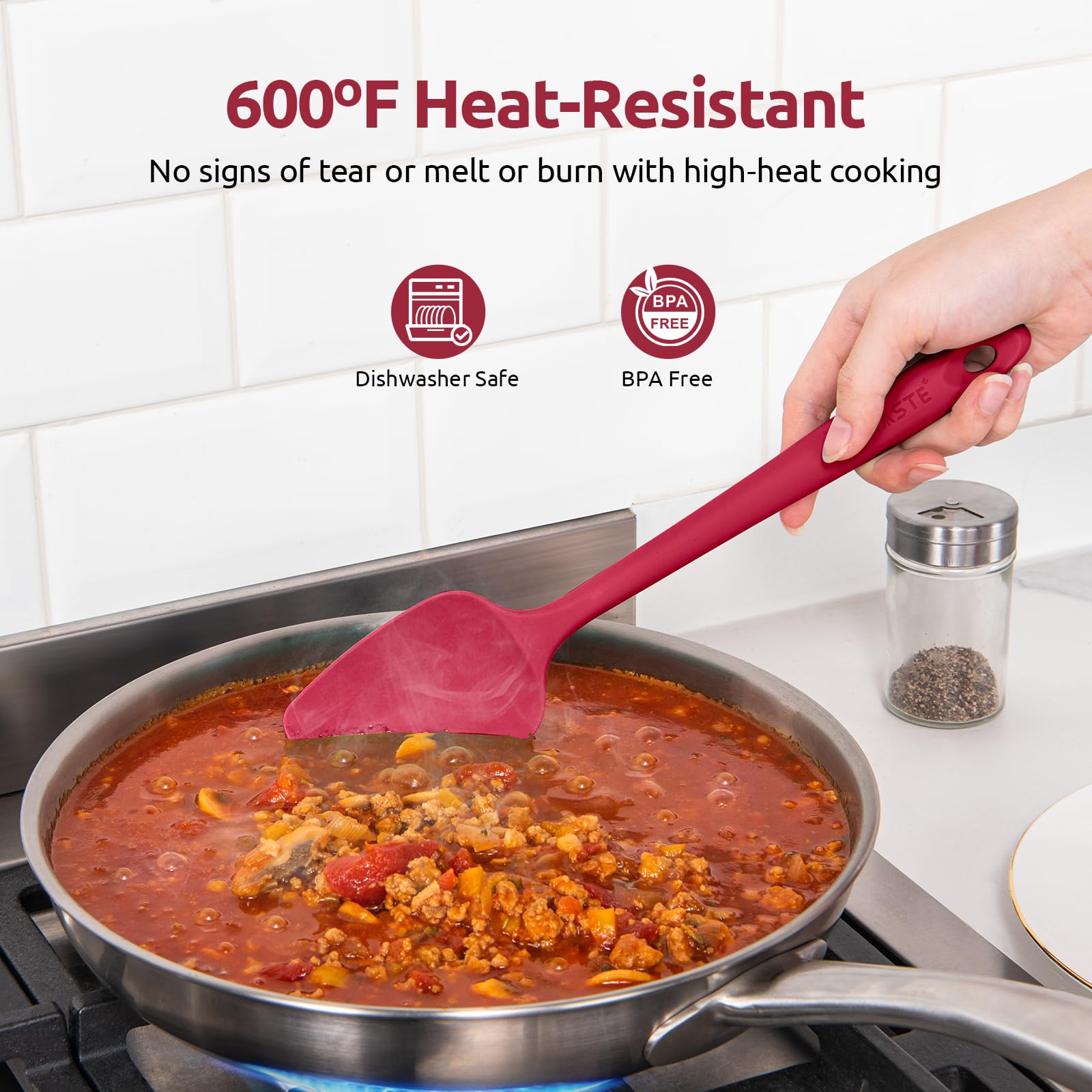 U-Taste seamless design spatula showing no joints or seams.