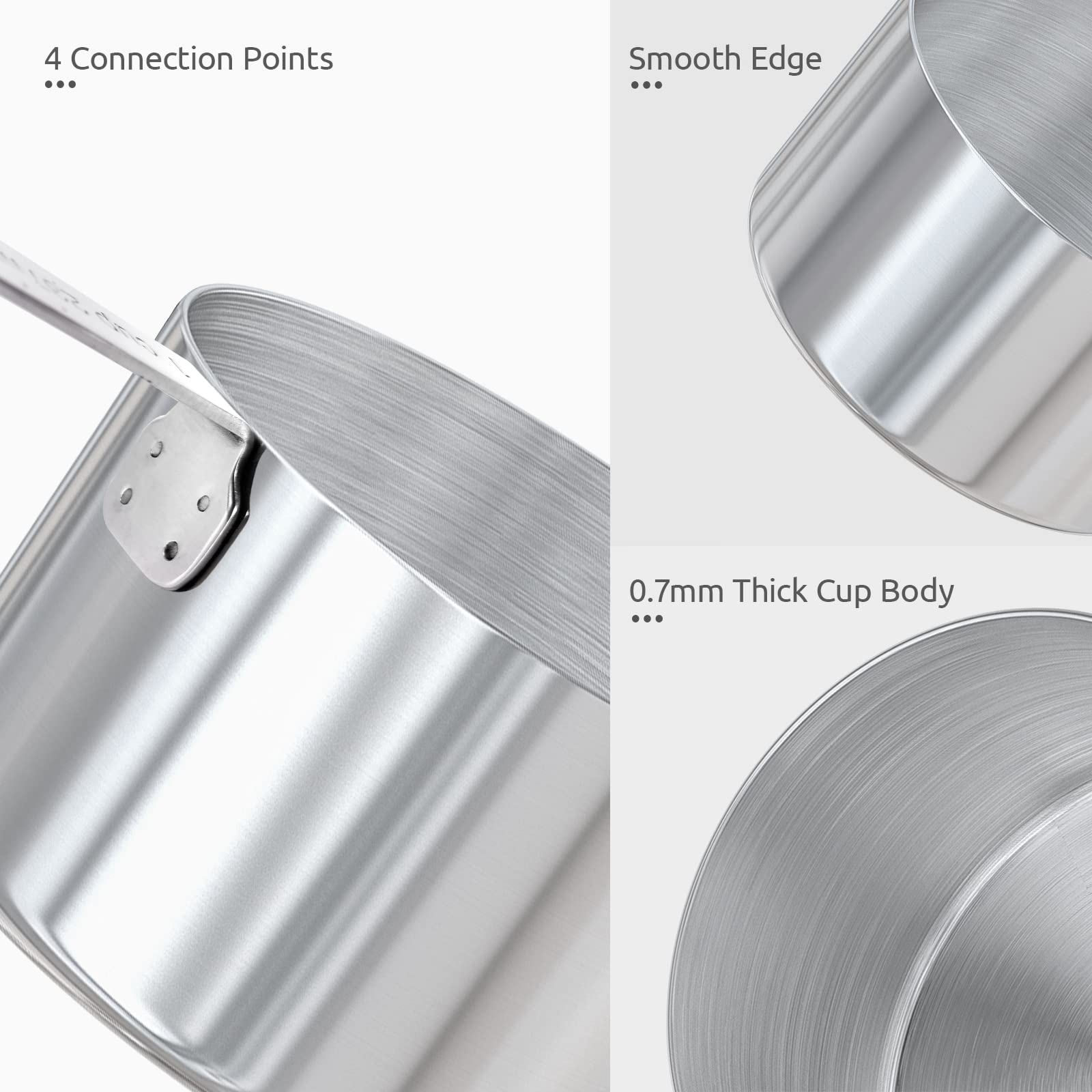 U-Taste silicone-padded handles improve grip on hot ingredients.