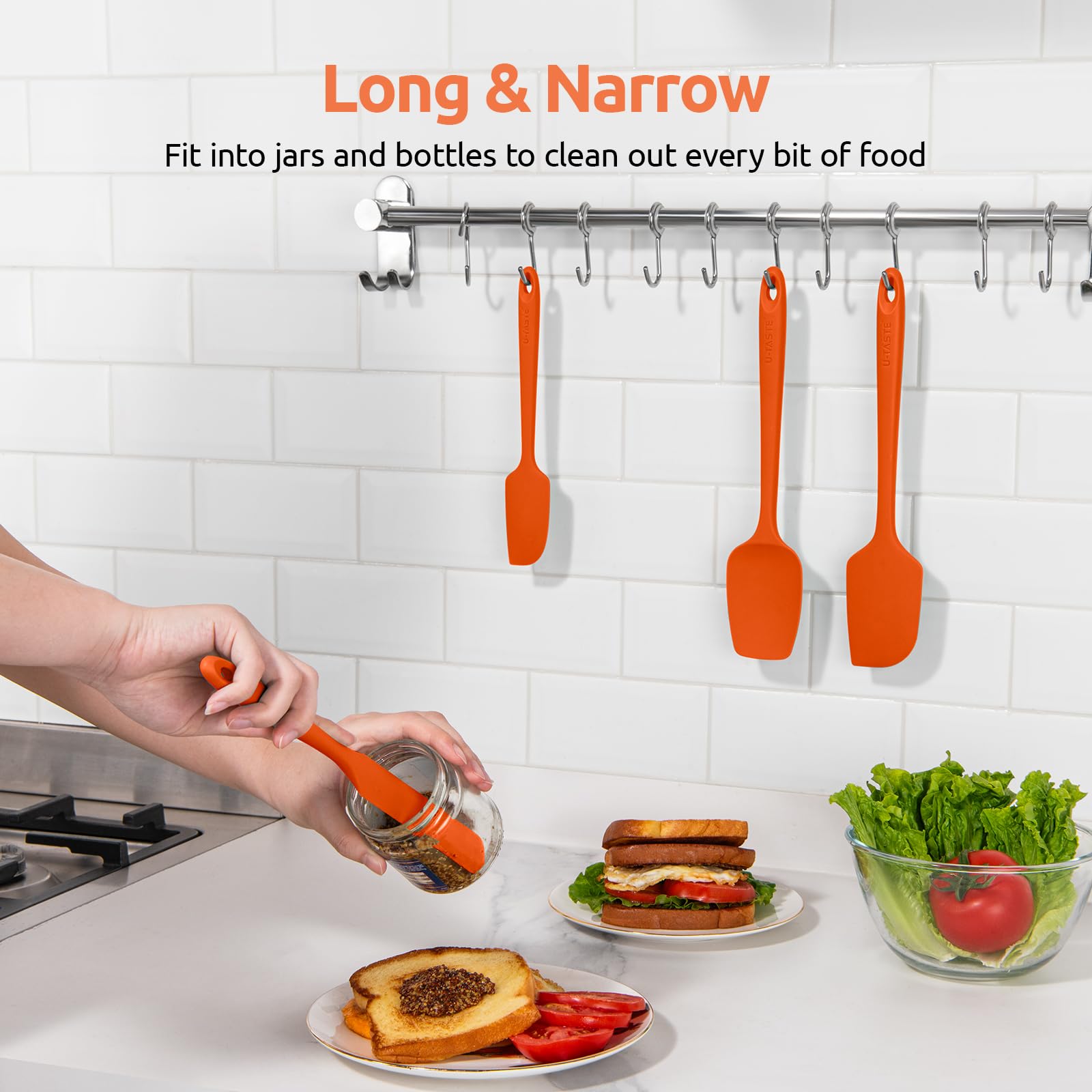 U-Taste 9-piece silicone spatula set displayed as a coordinated collection.