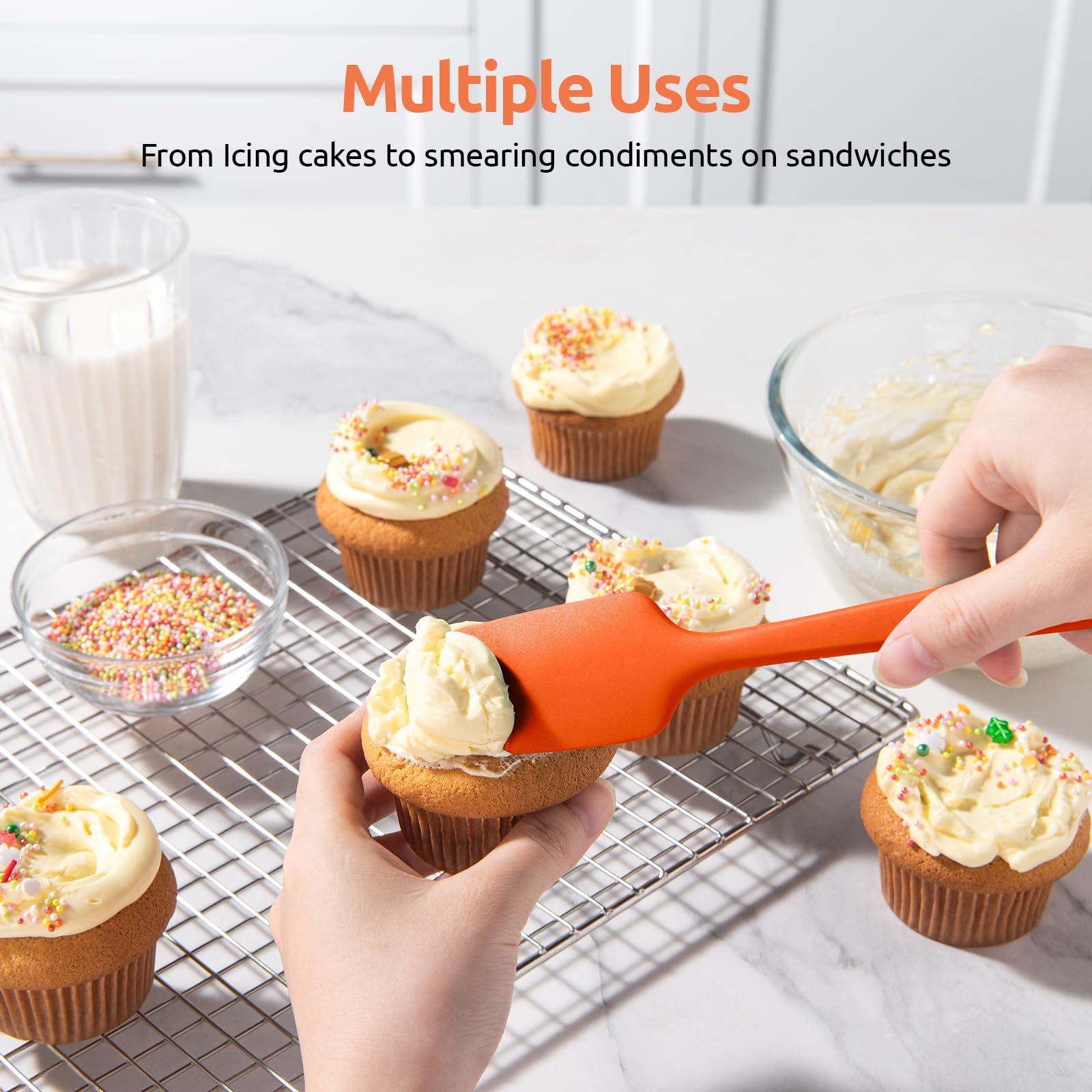 U-Taste ergonomic orange handle designed for comfortable stirring.