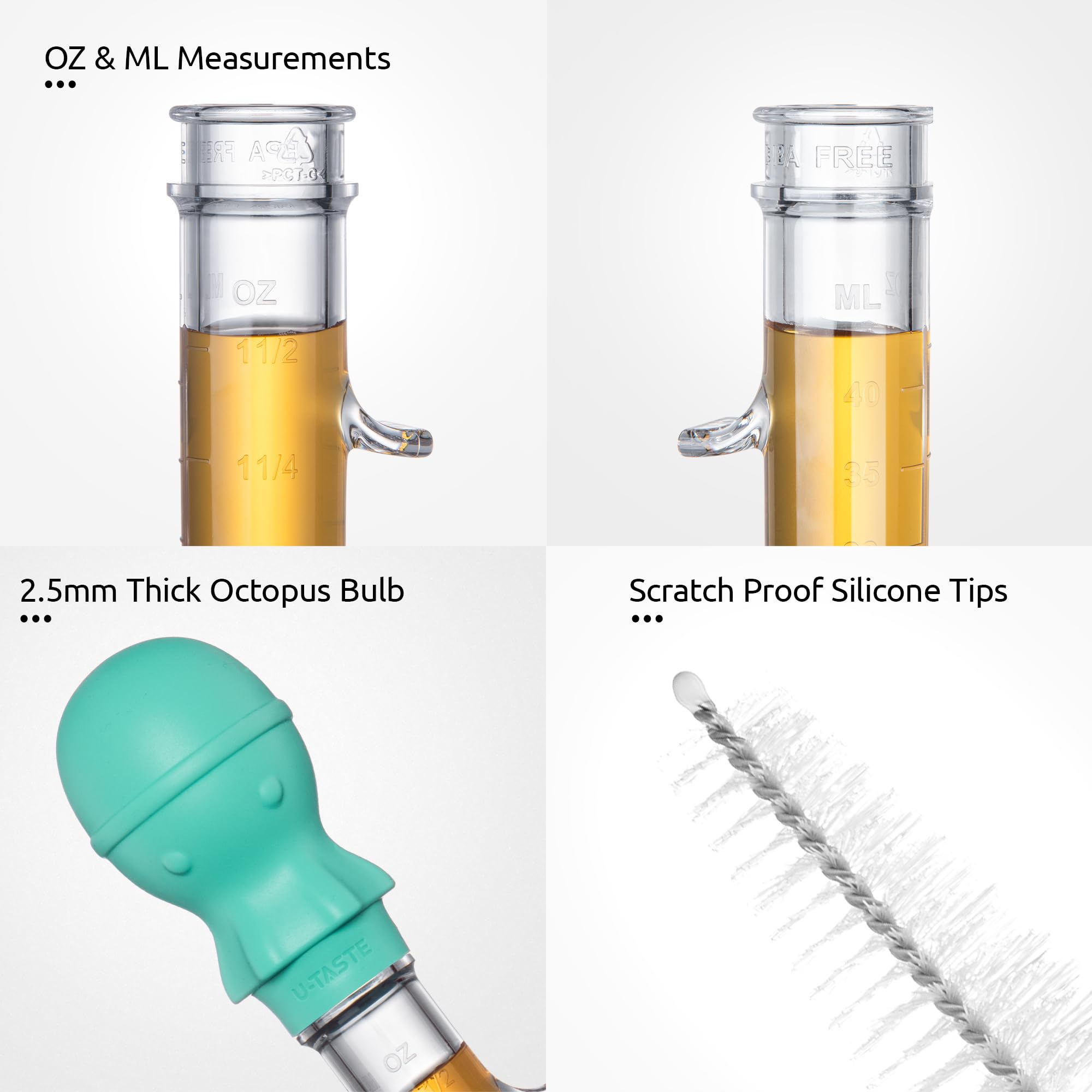 UTaste slanted tip and integrated construction reach hard-to-access areas.