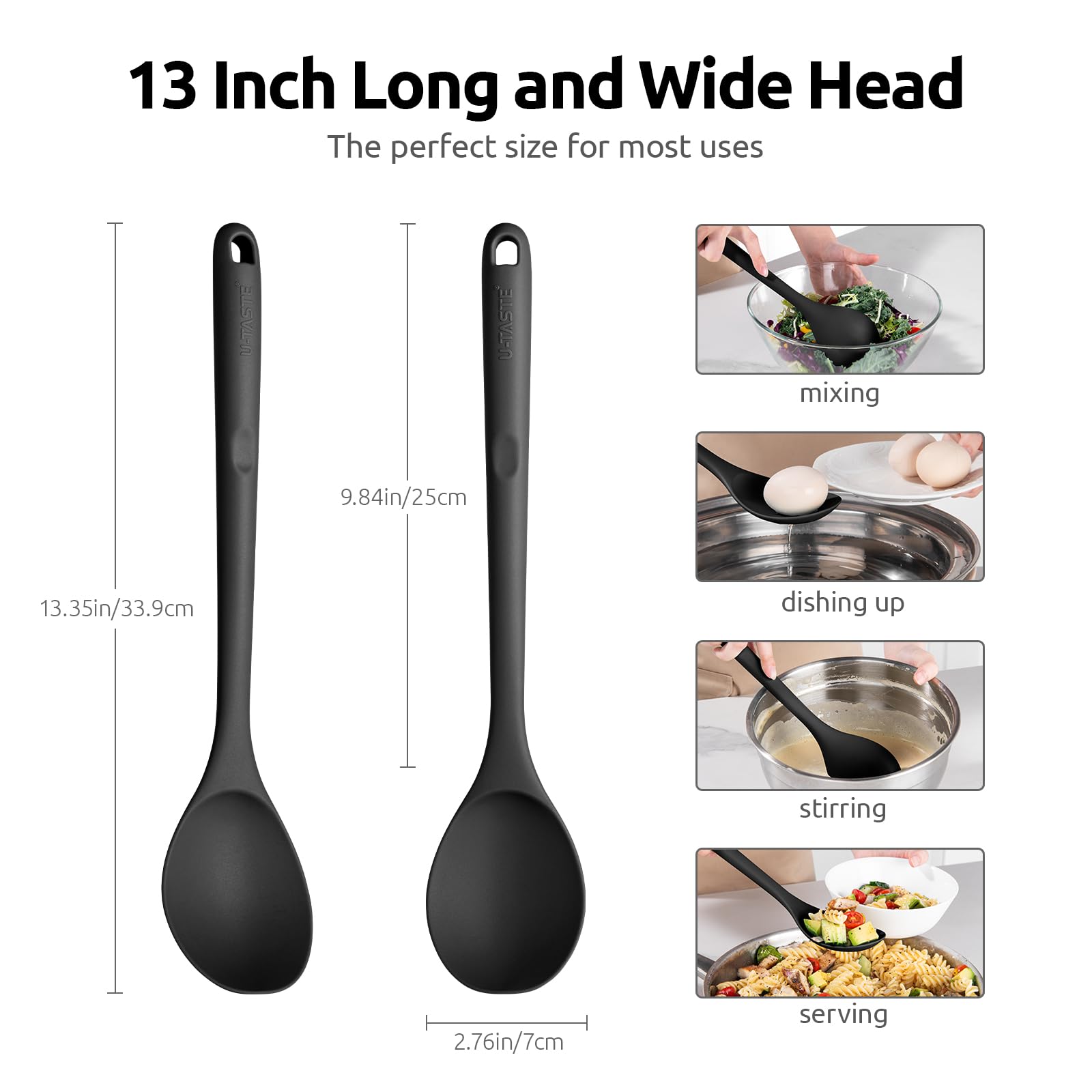 U-Taste solid integrated-design spoon, seamless build prevents food snagging.