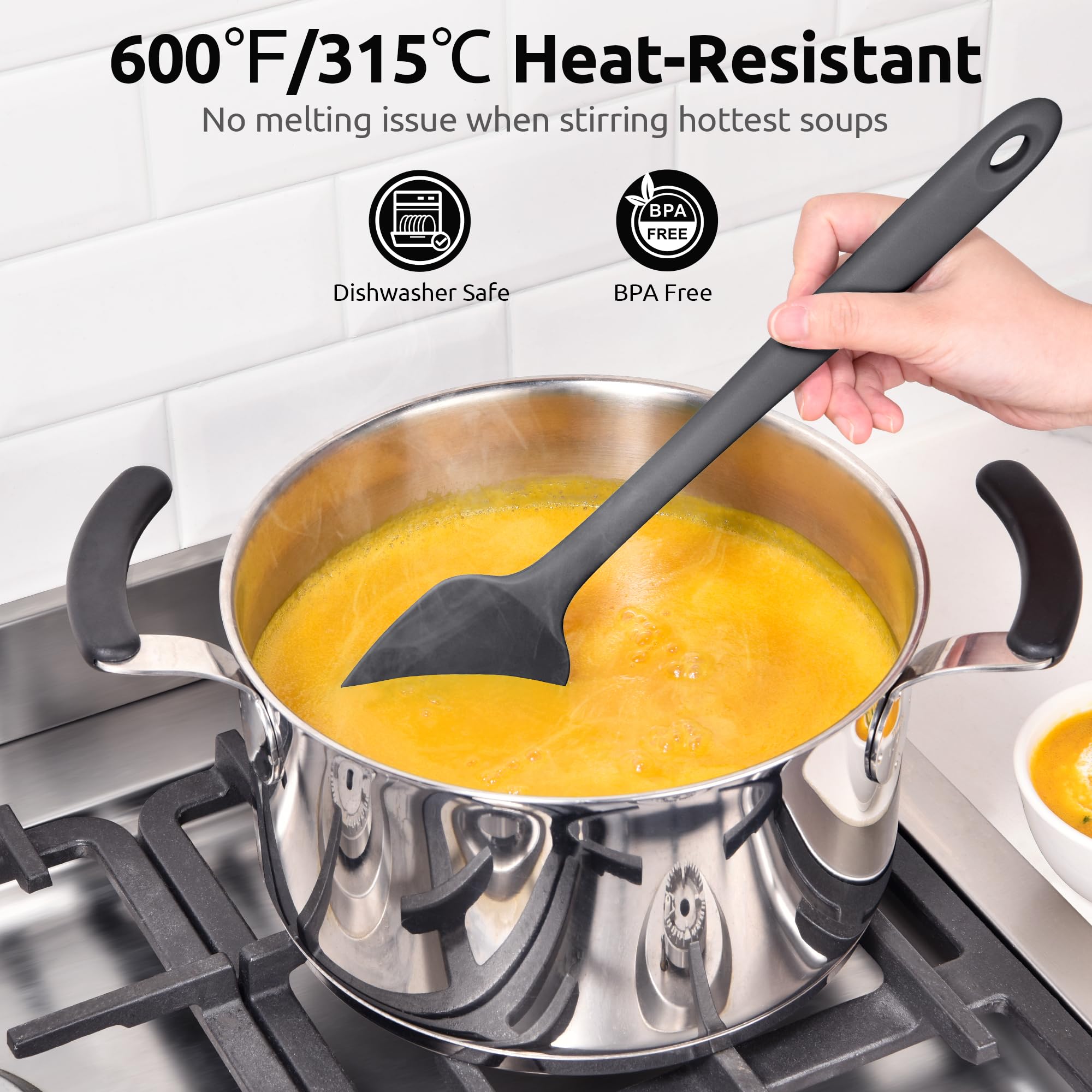 U-Taste extra-long handle keeps hands away from steam.