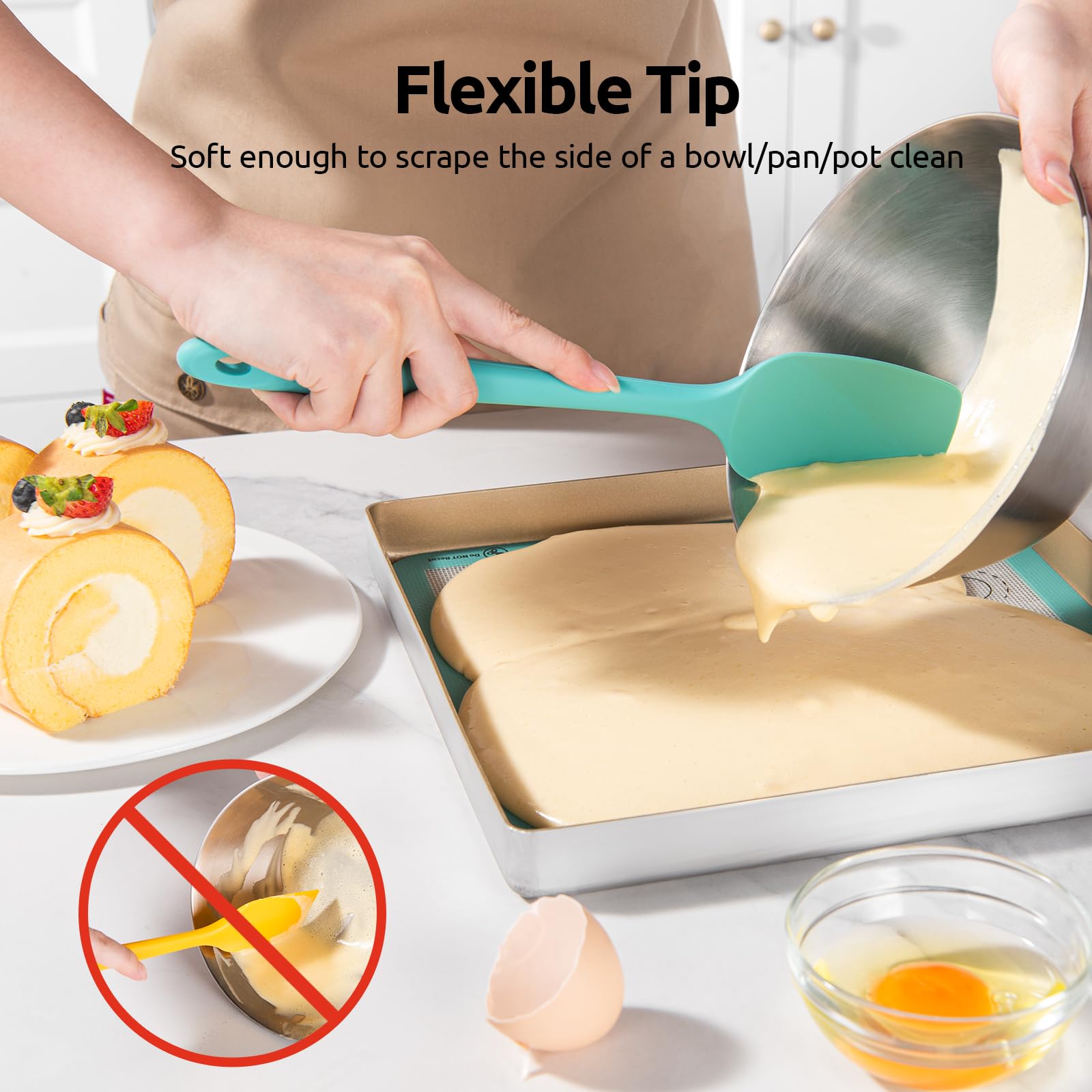 U-Taste core-built spatula provides sturdy stirring in bowls