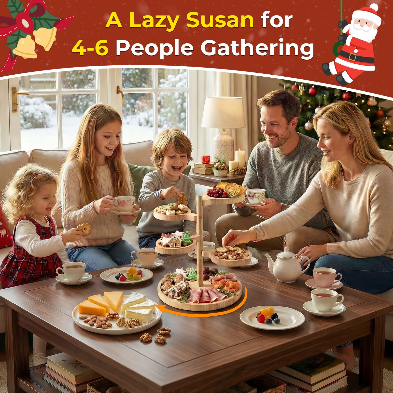 UTCG divided round base creates clear zones for cheeses and accompaniments