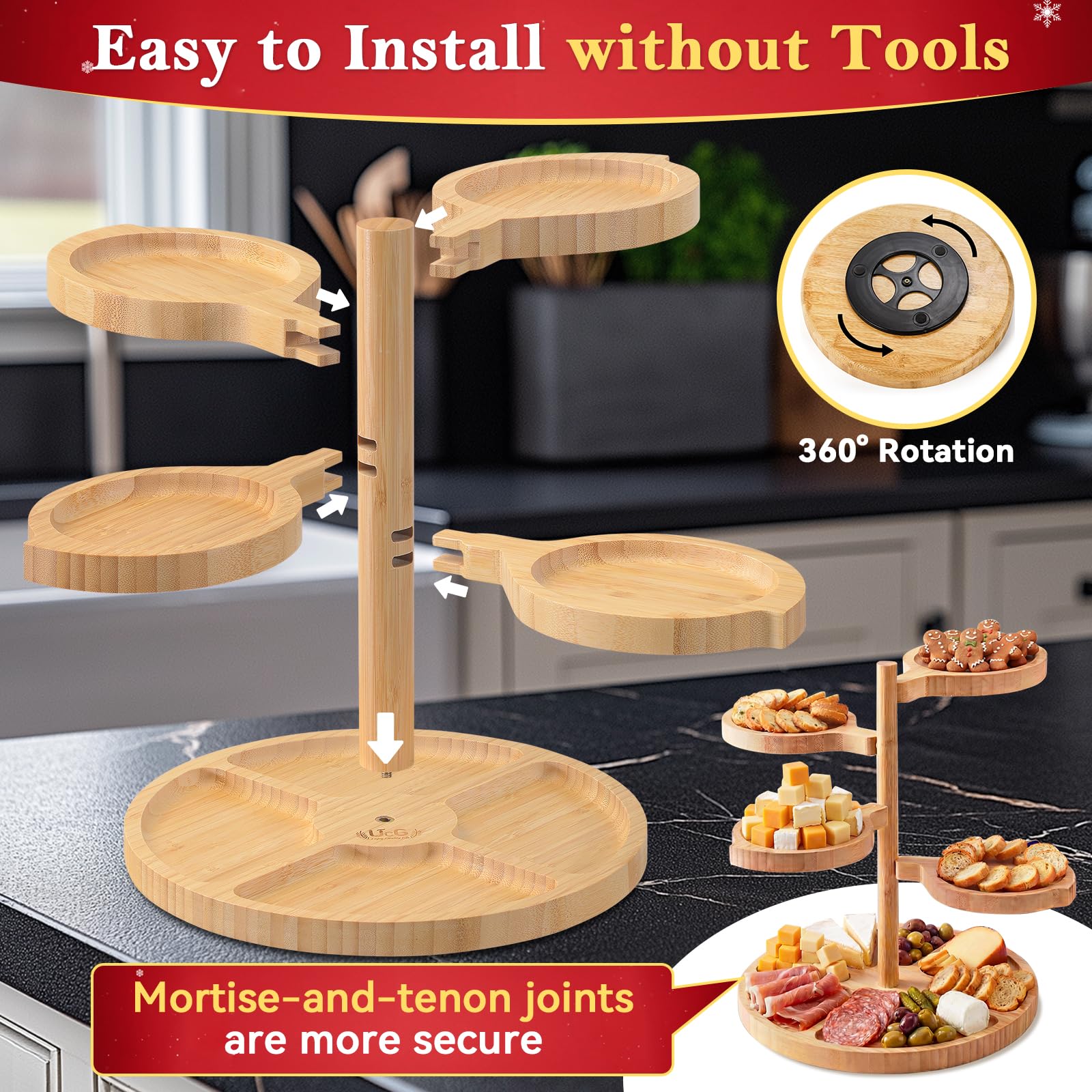 UTCG easy-clean bamboo surface simplifies cleanup after entertaining