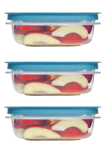 Utensilux 3-Cup teal container with easy-find lid mechanism for quick storage.