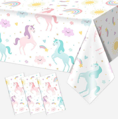 Utolily unicorn tablecloth 3-pack with dreamy design for festive pastel celebrations.
