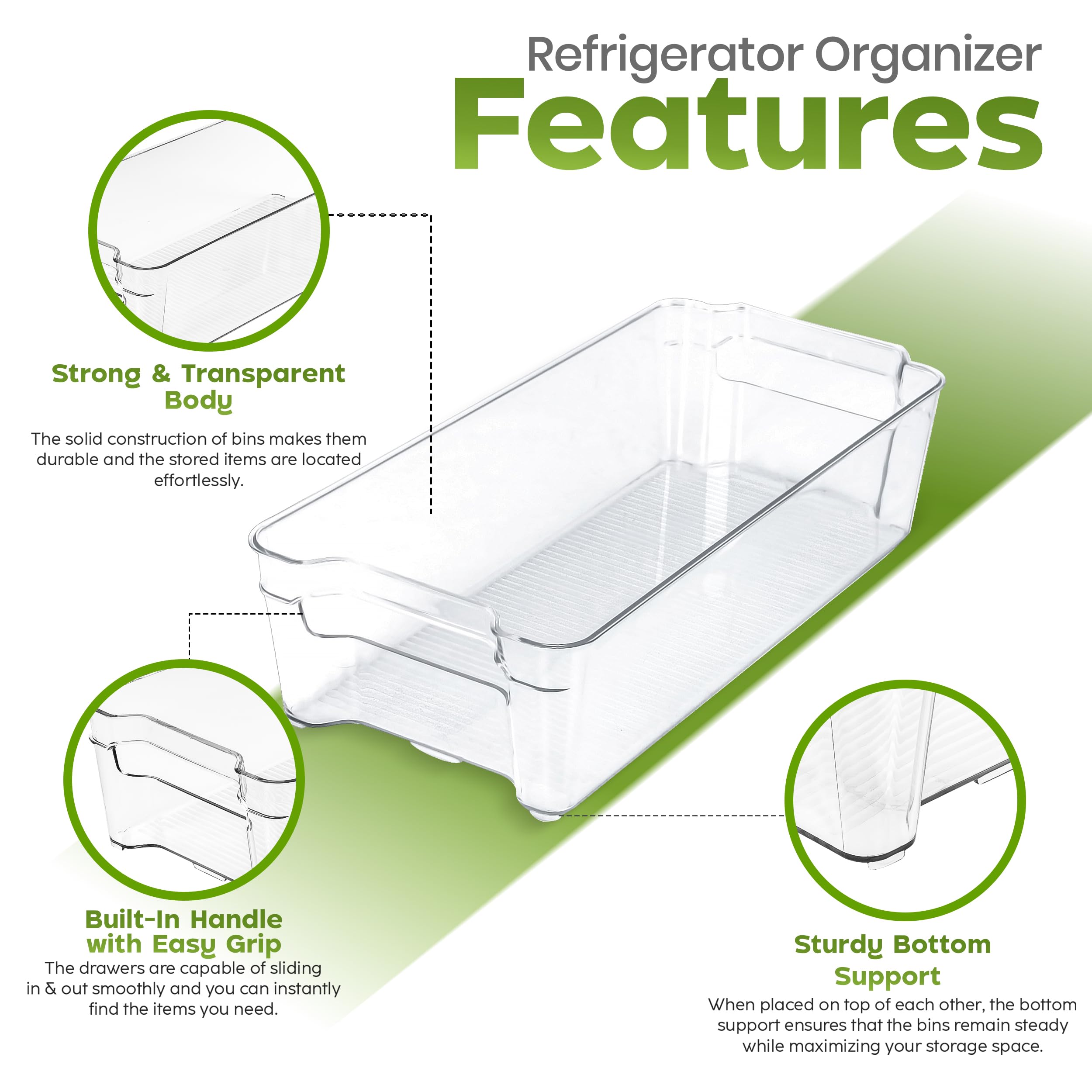 Utopia Home transparent fridge bin promotes tidy counters and clear contents.