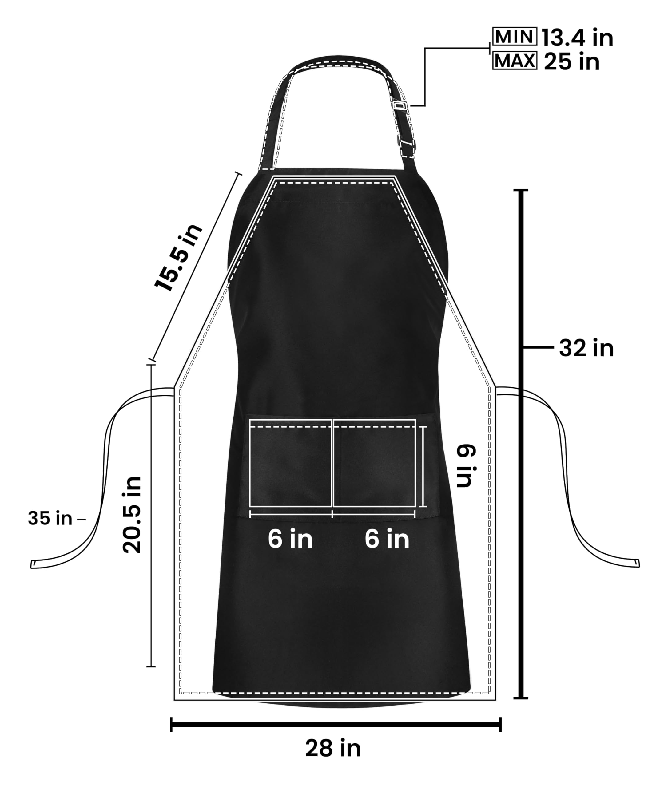 Utopia Kitchen bib apron adjustable neck strap featured for comfortable, secure fit during long shifts.