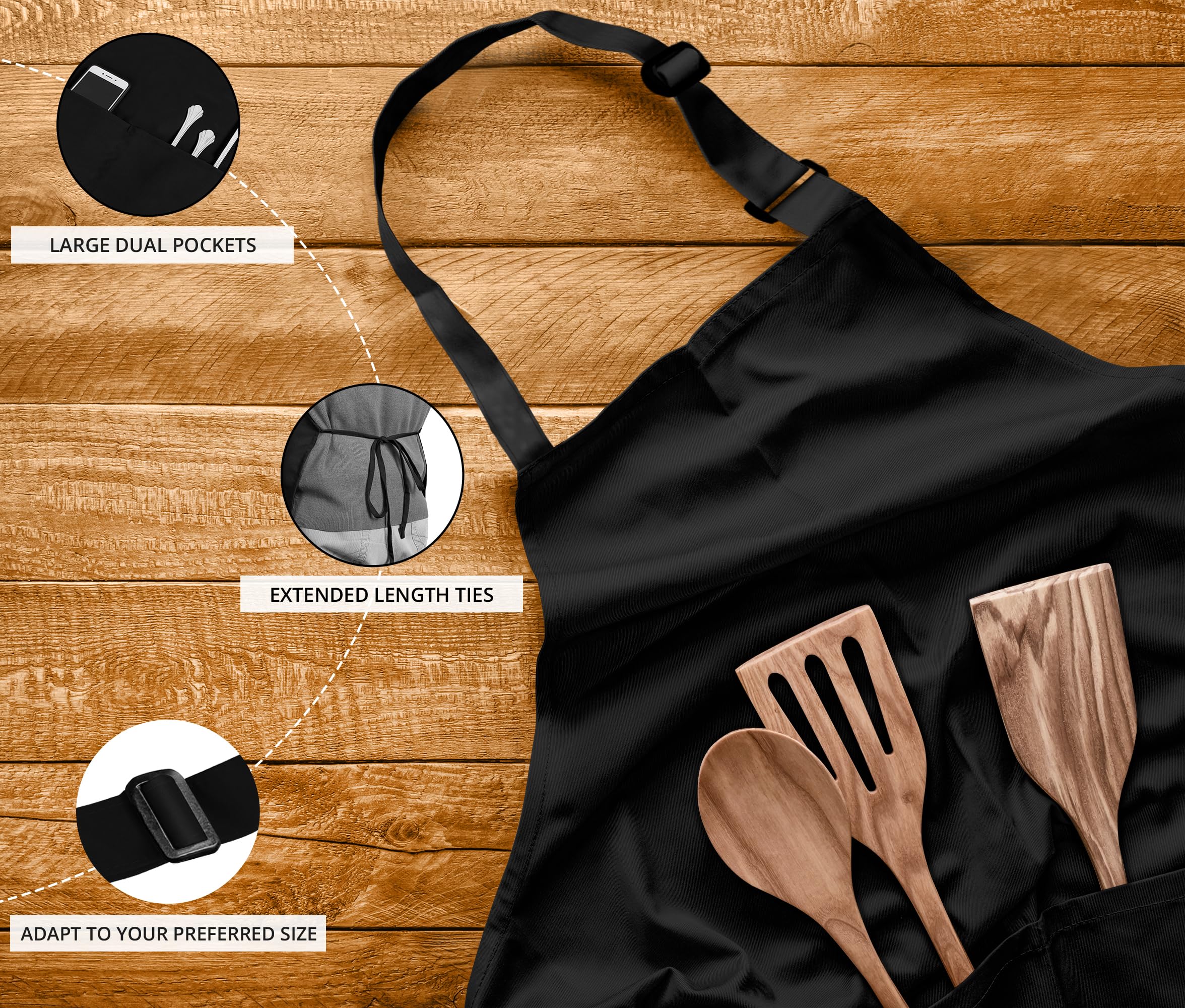 Utopia Kitchen waterdrop resistant fabric protecting clothes from light spills during cooking.