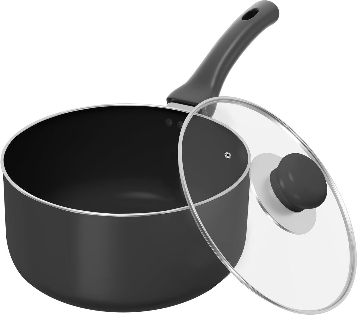 Utopia Kitchen 2 Qt saucepan with detachable-handle for easy storage and versatile cooking.