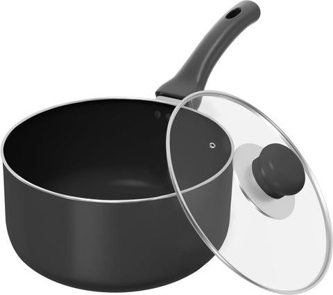 Utopia Kitchen 2 Qt saucepan with detachable-handle for easy storage and versatile cooking.