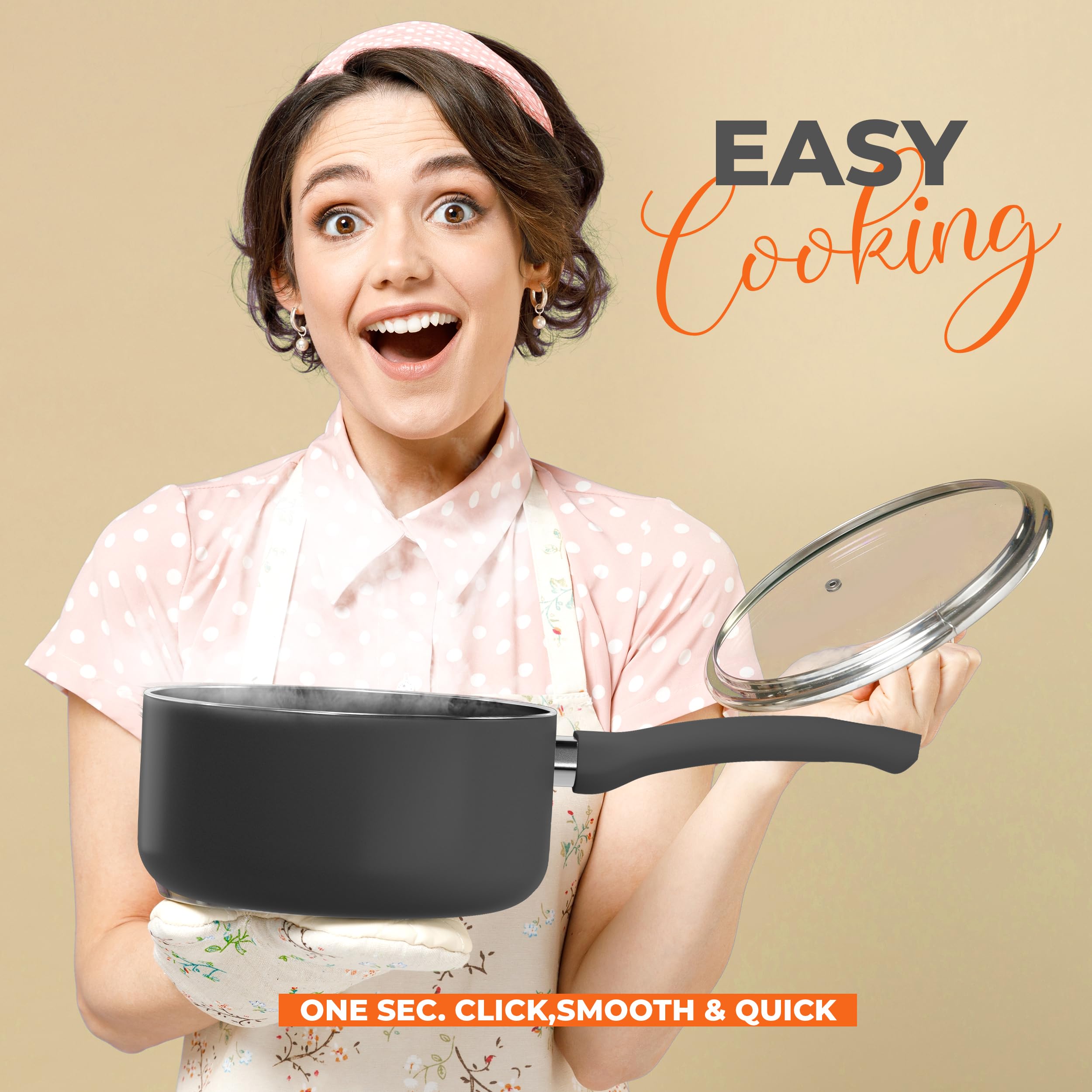 Utopia Kitchen glass-lid 2 Qt saucepan with heat vent for easy monitoring.