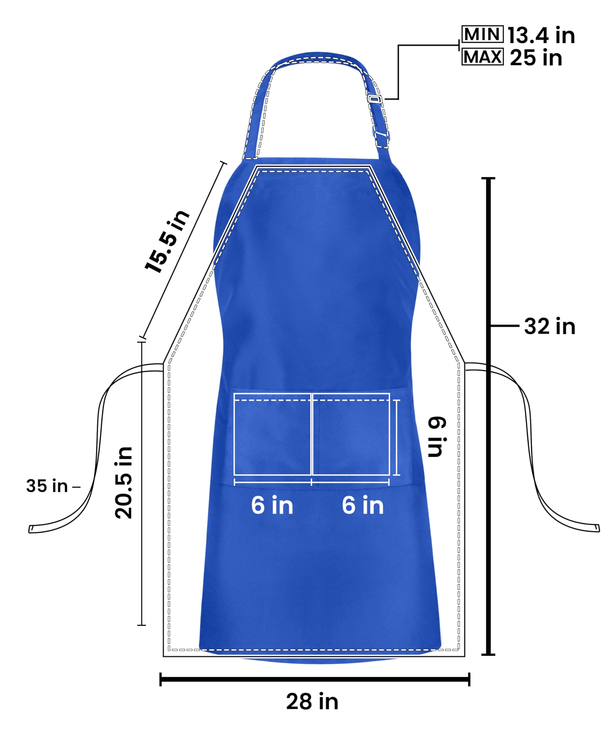 Utopia Kitchen bib apron adjustable neck strap provides secure, comfortable fit during long cooking sessions.