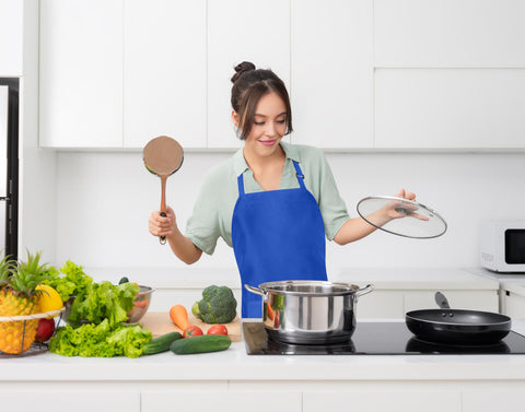 Utopia Kitchen bib apron care guide highlighting cold wash and air dry recommendations.