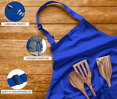 Utopia Kitchen bib apron double-pocket detail for easy tool and phone access.