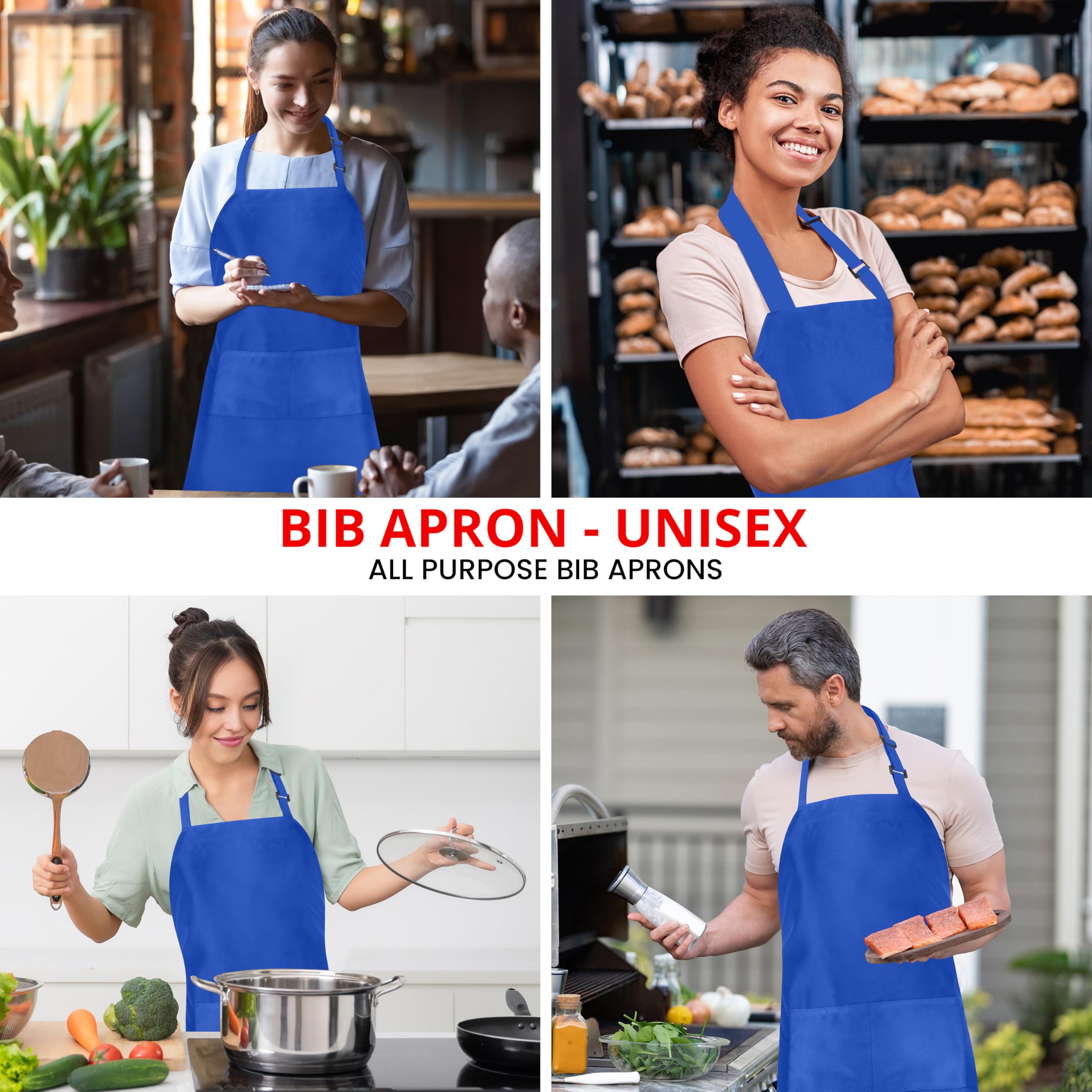 Utopia Kitchen bib apron partial water-resistant finish guards against light spills in busy kitchens.
