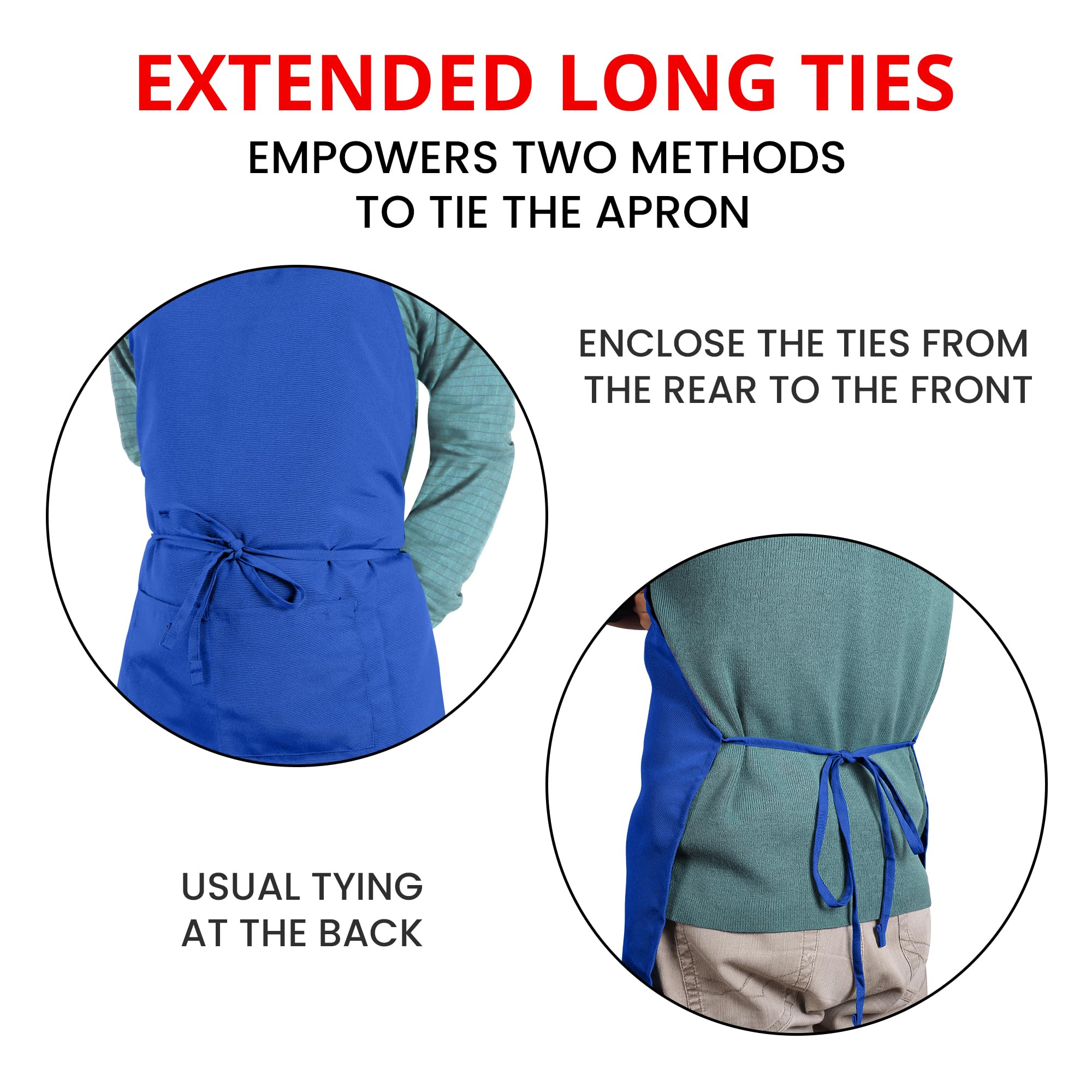 Utopia Kitchen bib apron wrinkle-free fabric keeps a neat look through the day.