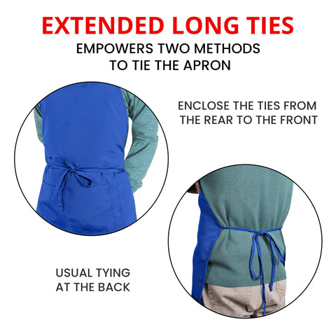 Utopia Kitchen bib apron wrinkle-free fabric keeps a neat look through the day.