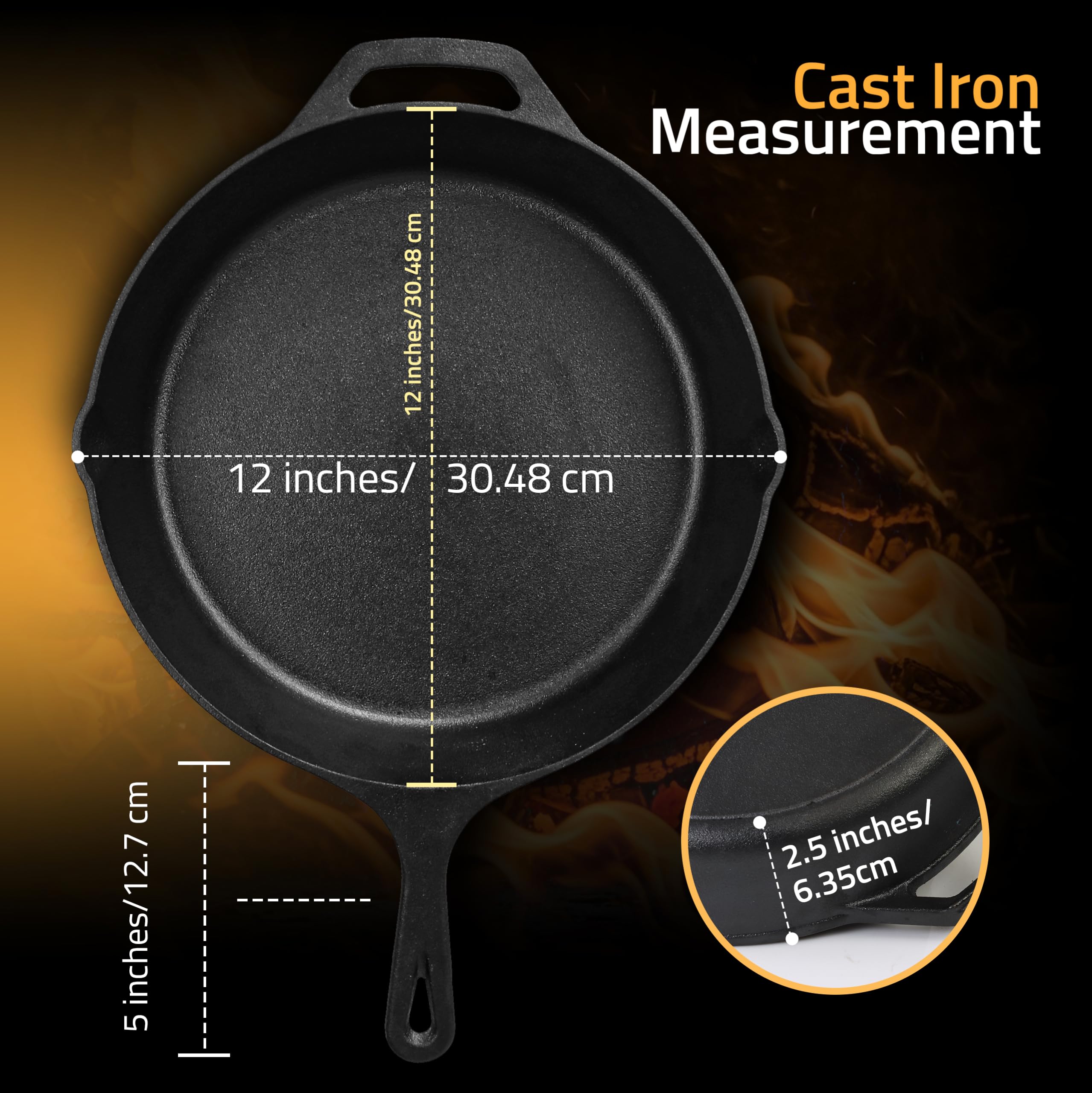 Utopia Kitchen 12-inch skillet handle closeup for comfortable grip