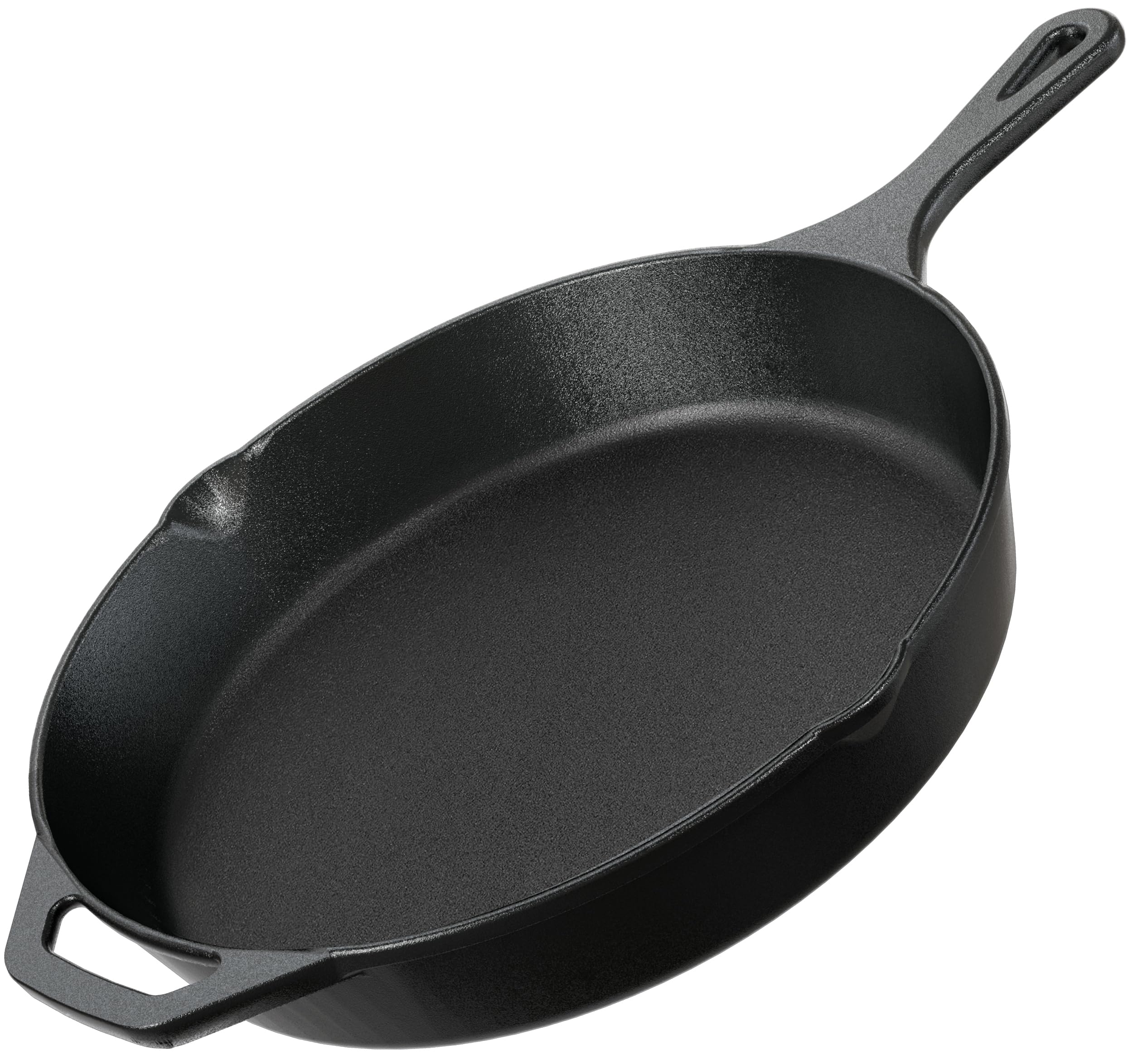 Utopia Kitchen 12-inch cast iron skillet top view showing even heat distribution