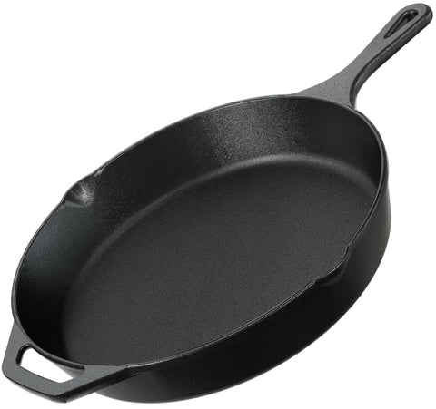 Utopia Kitchen 12-inch cast iron skillet top view showing even heat distribution