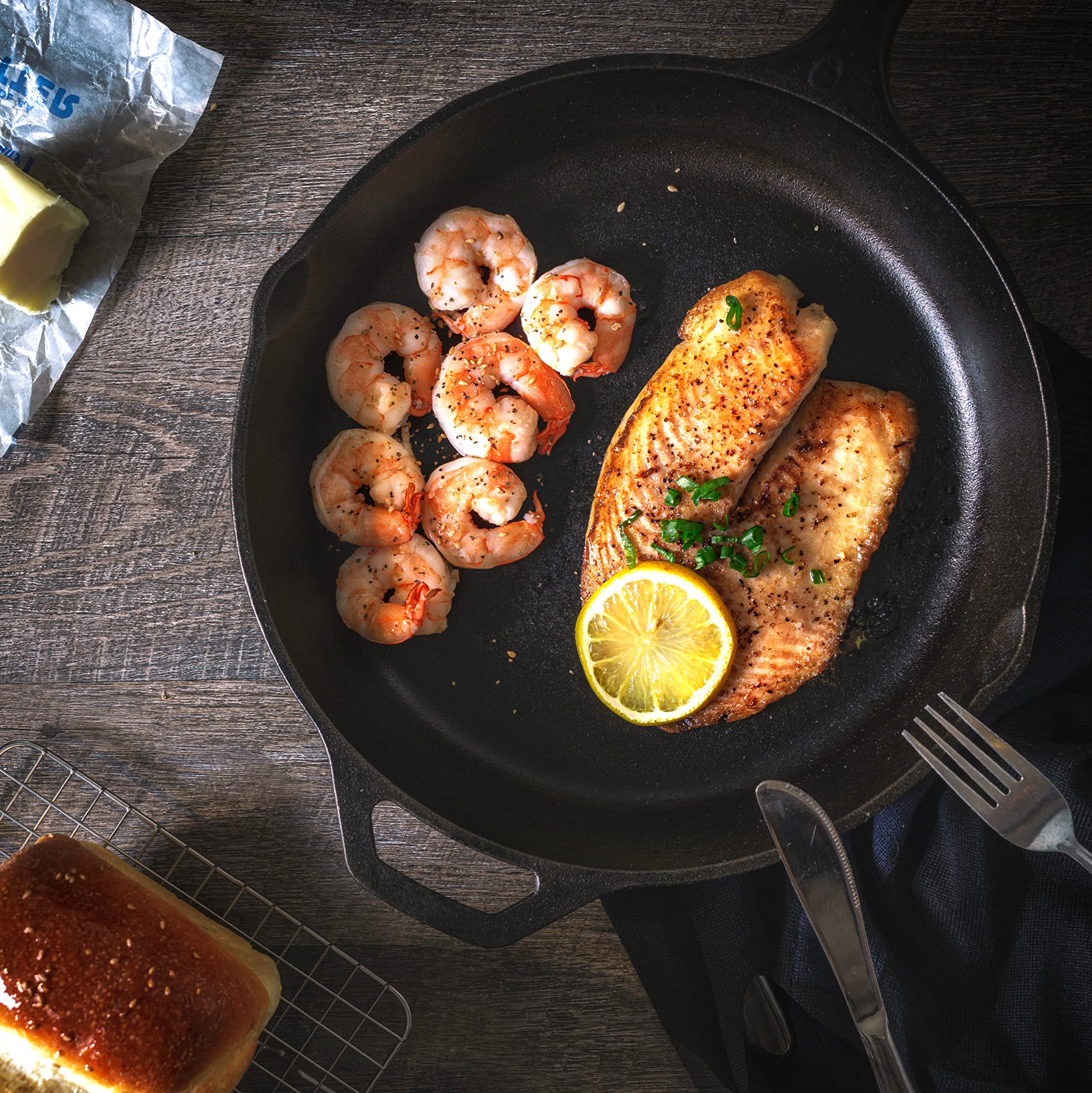 Utopia Kitchen skillet prepared for outdoor camping or campfire use