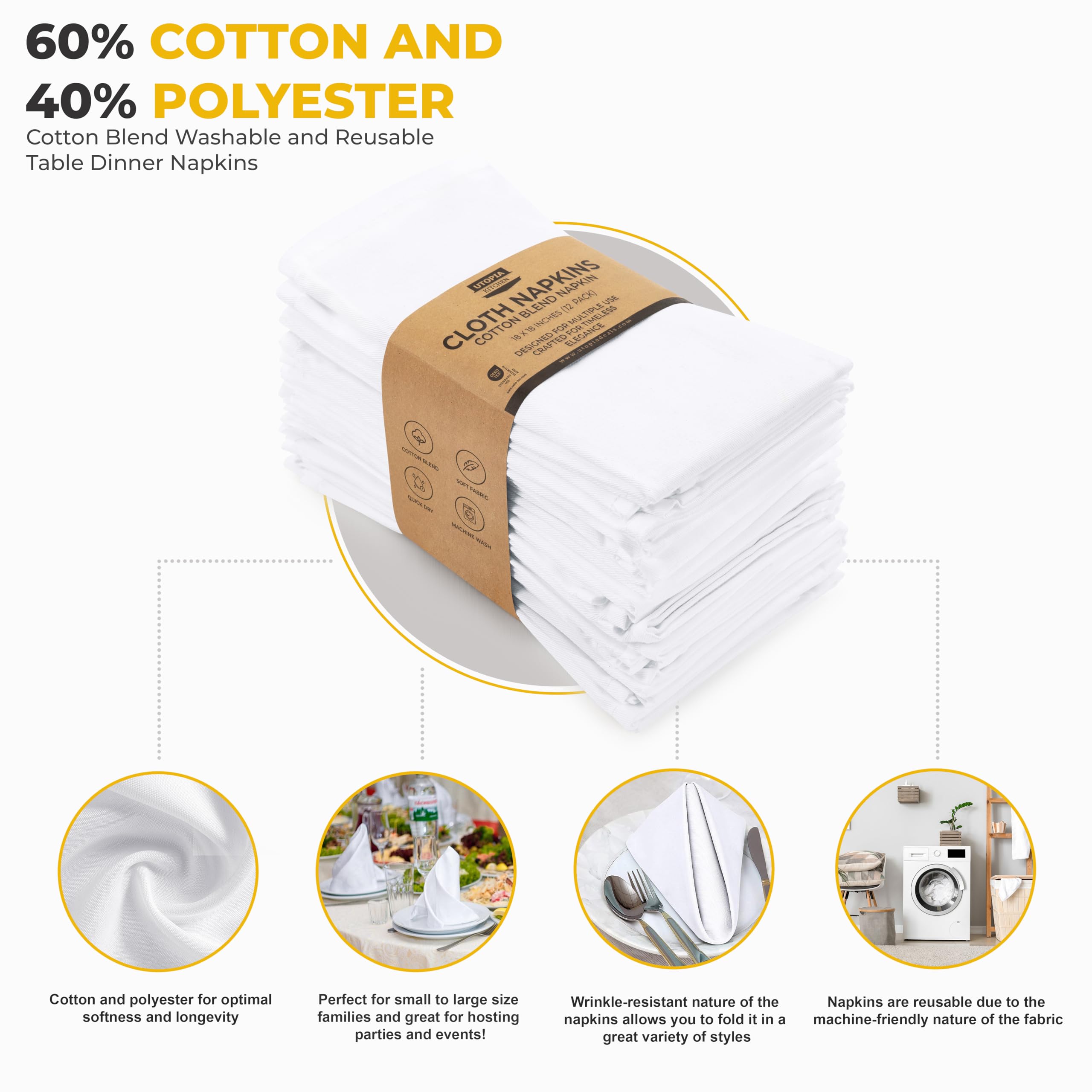 Utopia Kitchen napkins in hotel-grade setup for formal events