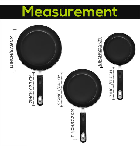 Utopia Kitchen 11in omelette pan showing even heat and Bakelite handle.