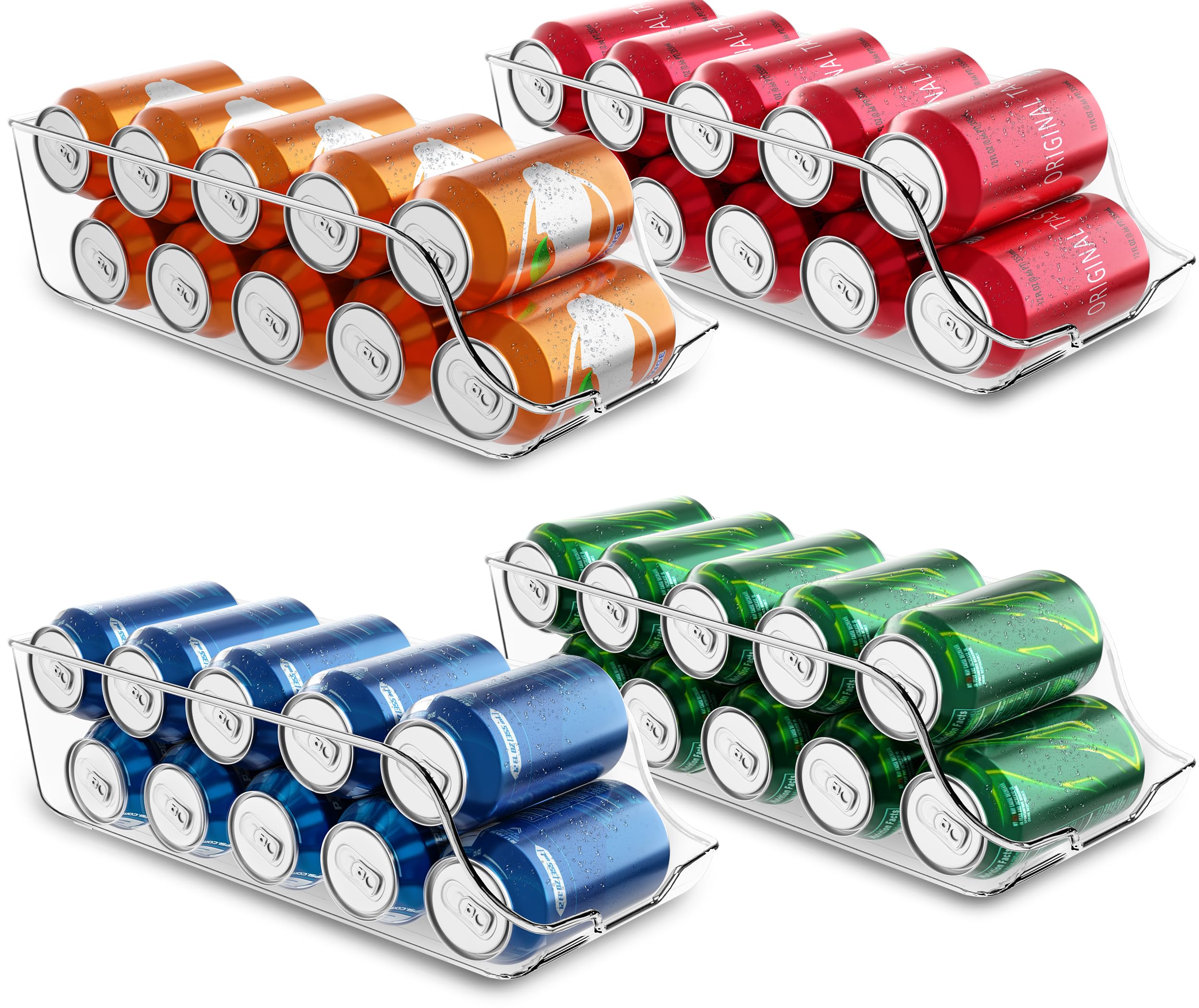 Utopia Kitchen soda can organizer clear 4 pack keeps beverages neatly visible and accessible.