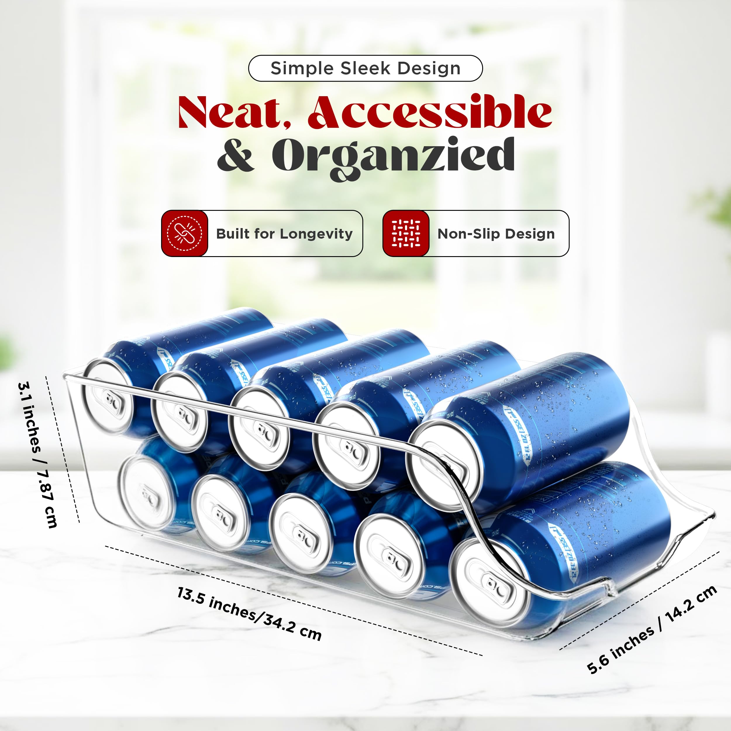 Utopia Kitchen can organizer with two layers design enables efficient stacking and easy access.