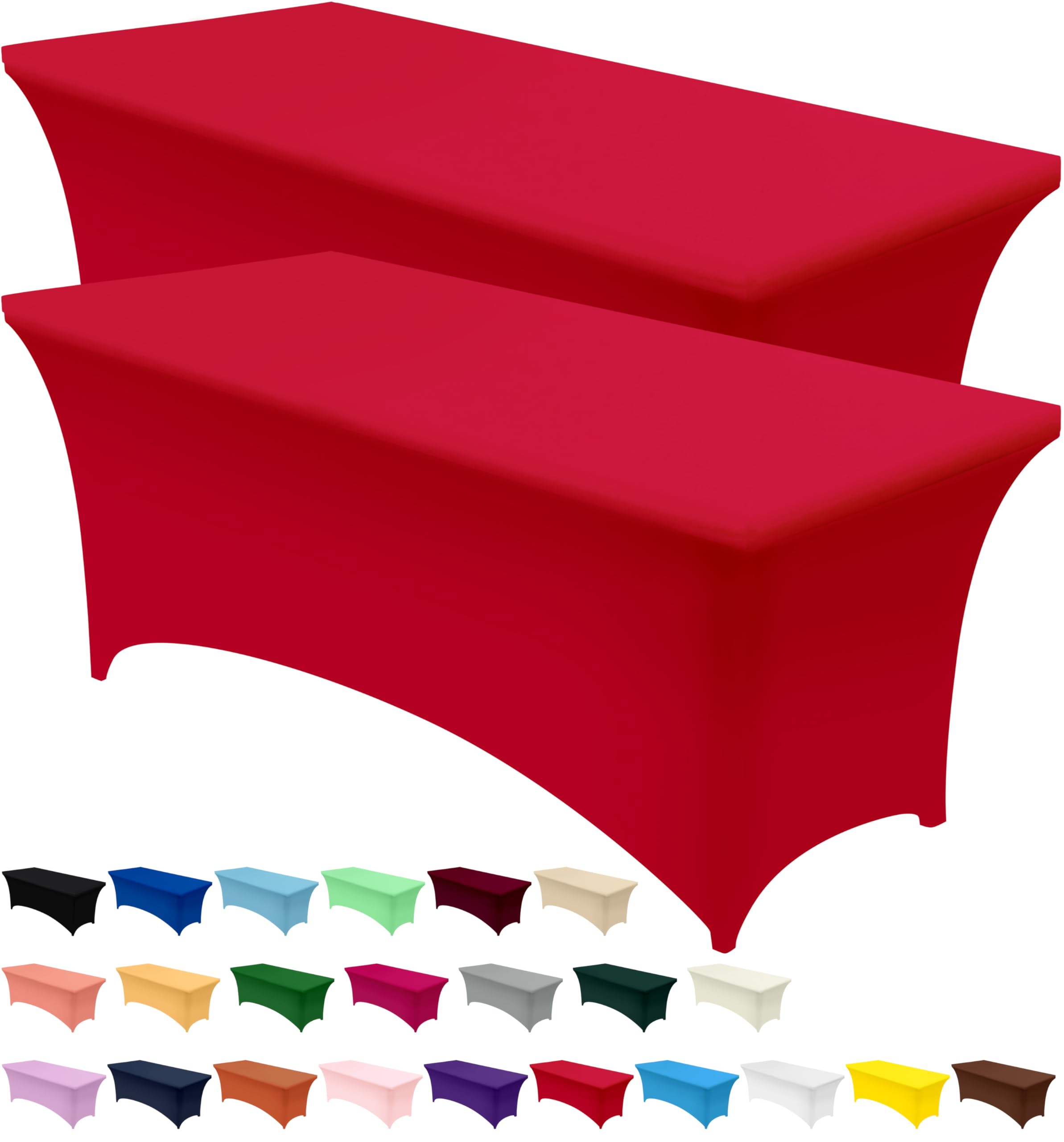 Utopia Kitchen spandex tablecloth 6ft red 2-pack for quick setup and secure fit