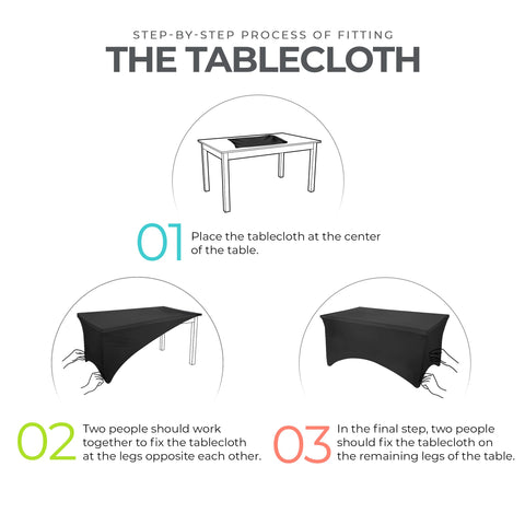 Utopia Kitchen spandex tablecloth fits 96Lx30Wx30H inch tables