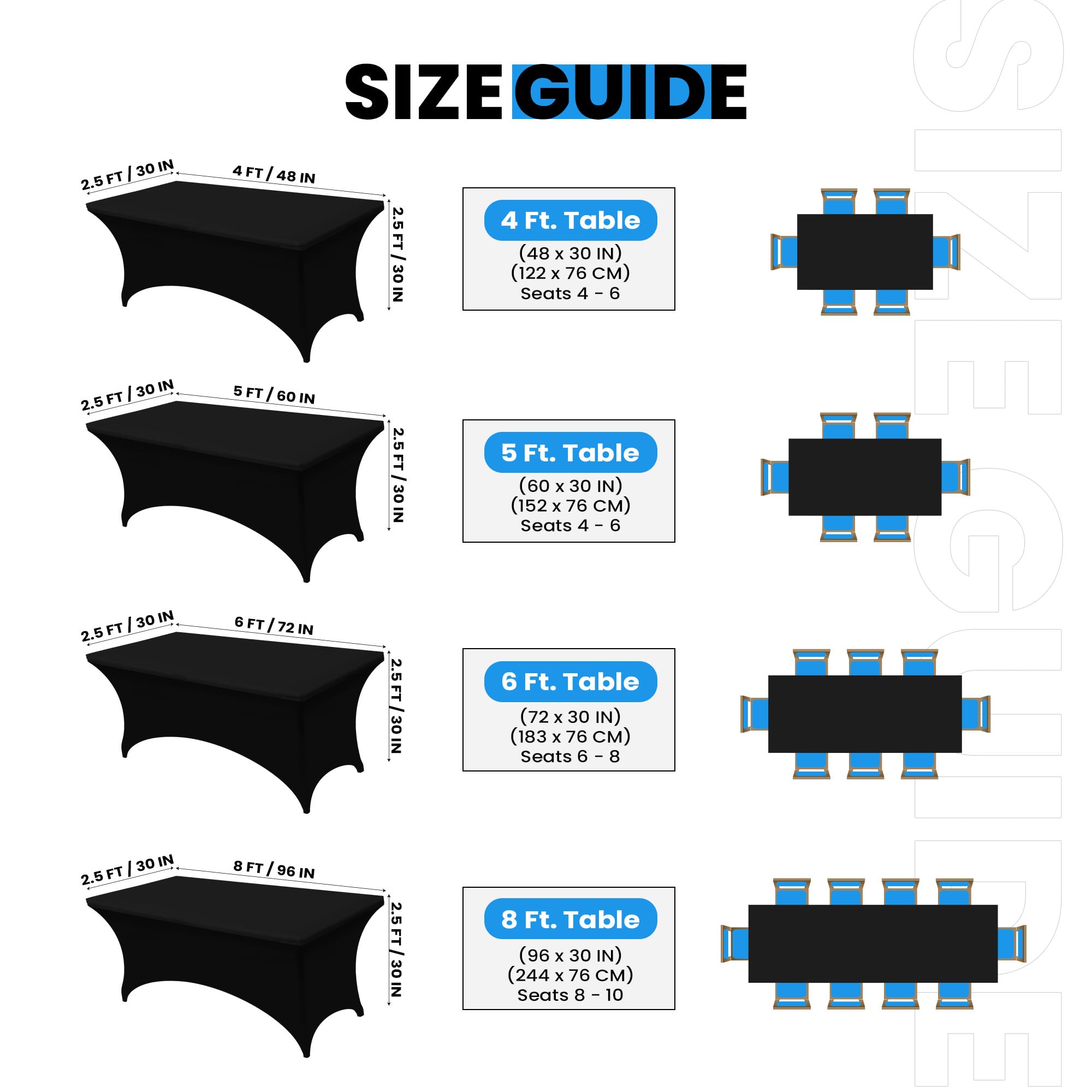 Reinforced pockets secure the cover, preventing slips during busy event setups.