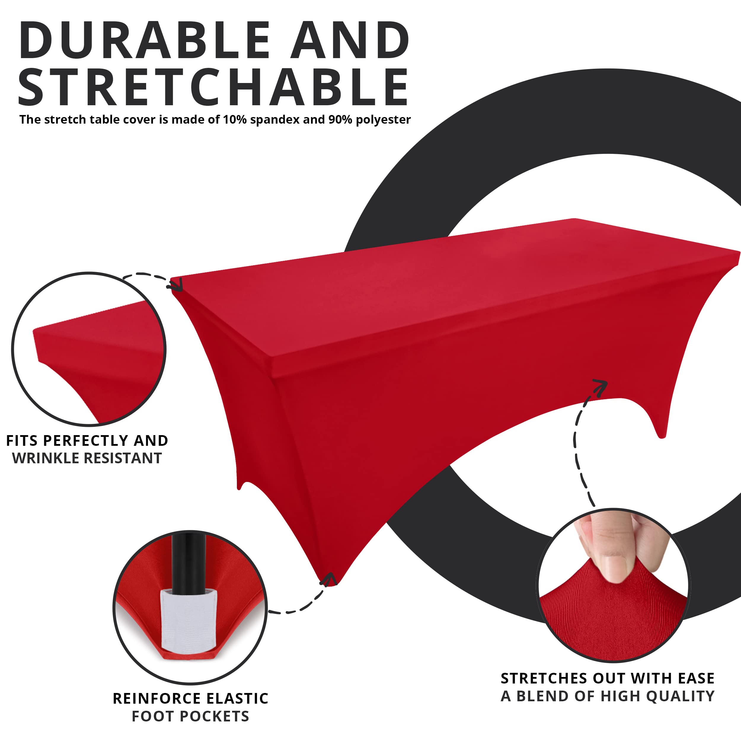 Utopia Kitchen spandex tablecloth easy-care red machine washable