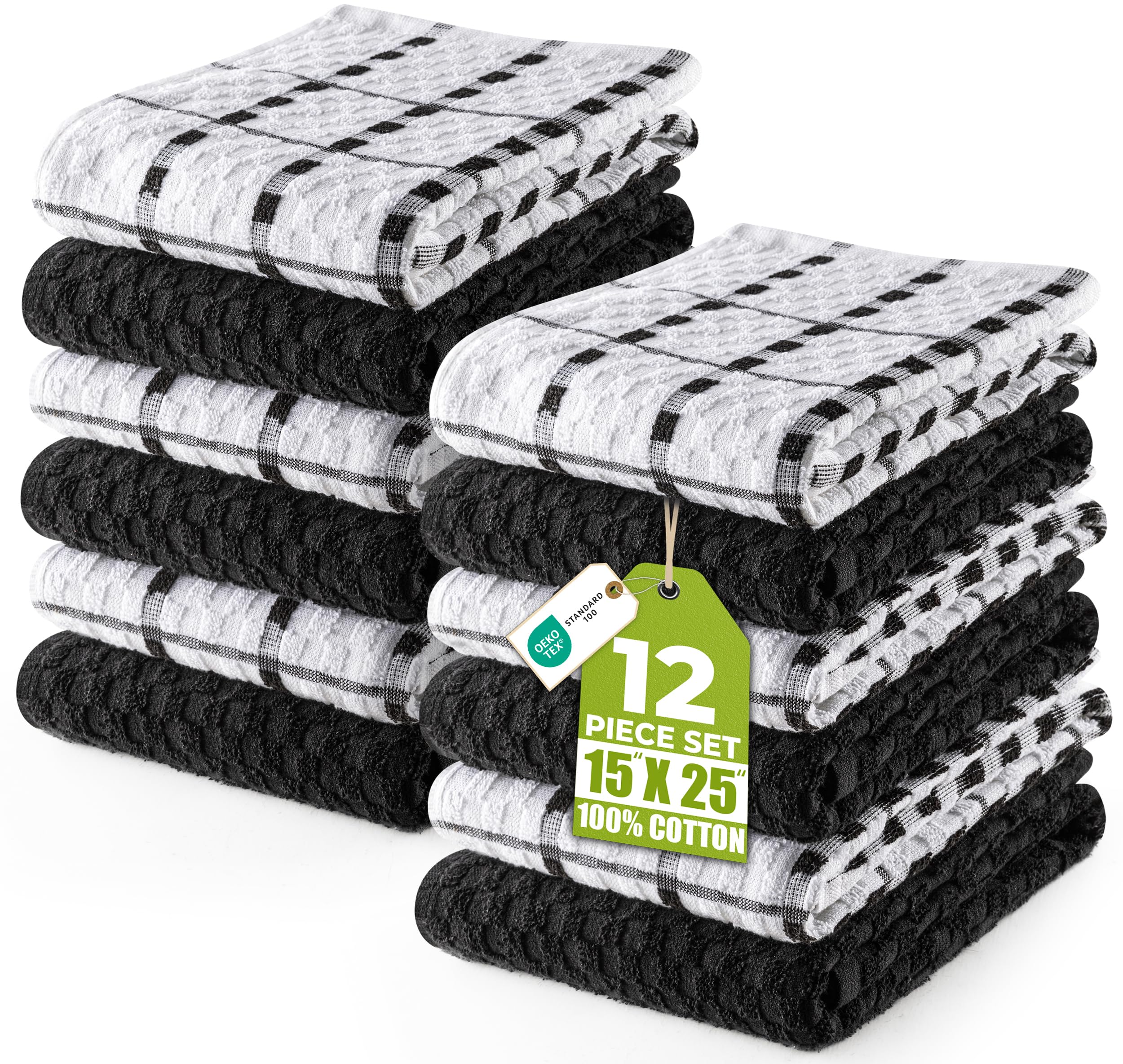 Utopia Towels kitchen towels 12-pack, 15x25 inches, soft and absorbent for daily drying
